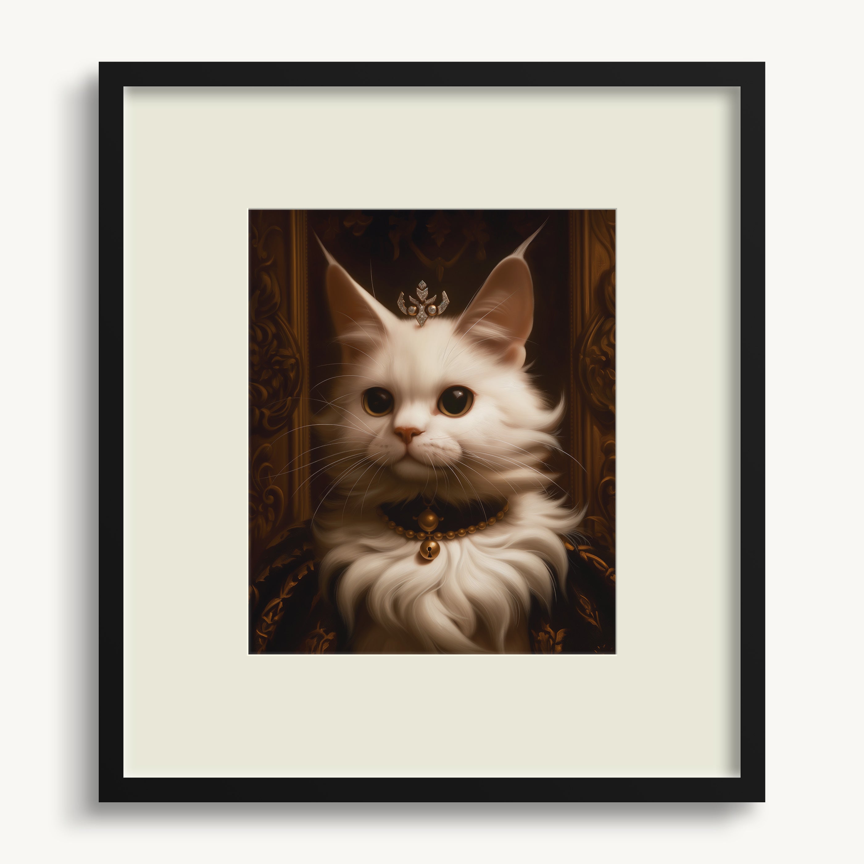 White Cat with Crown WALL ART