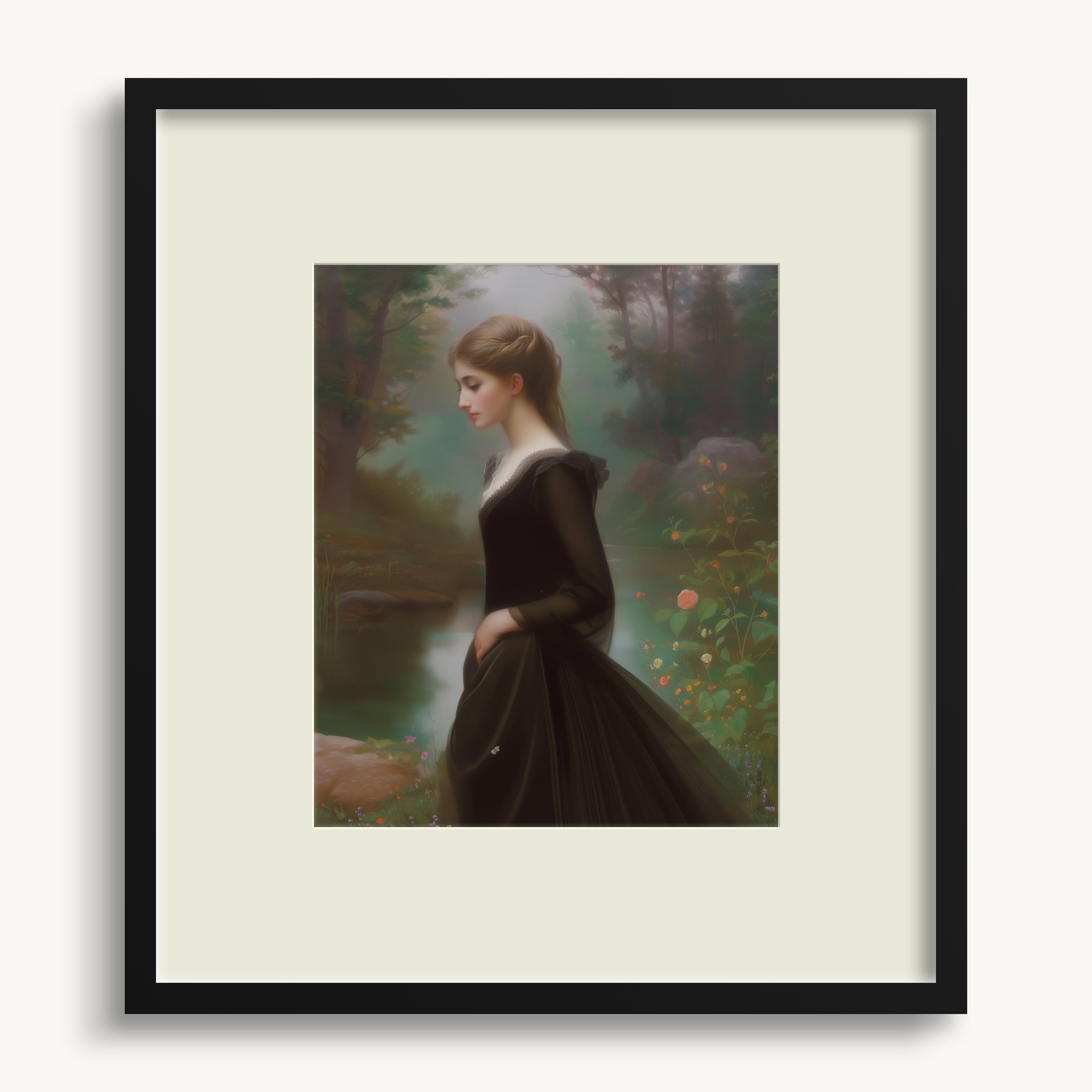 Young Woman by a Forest Stream WALL ART