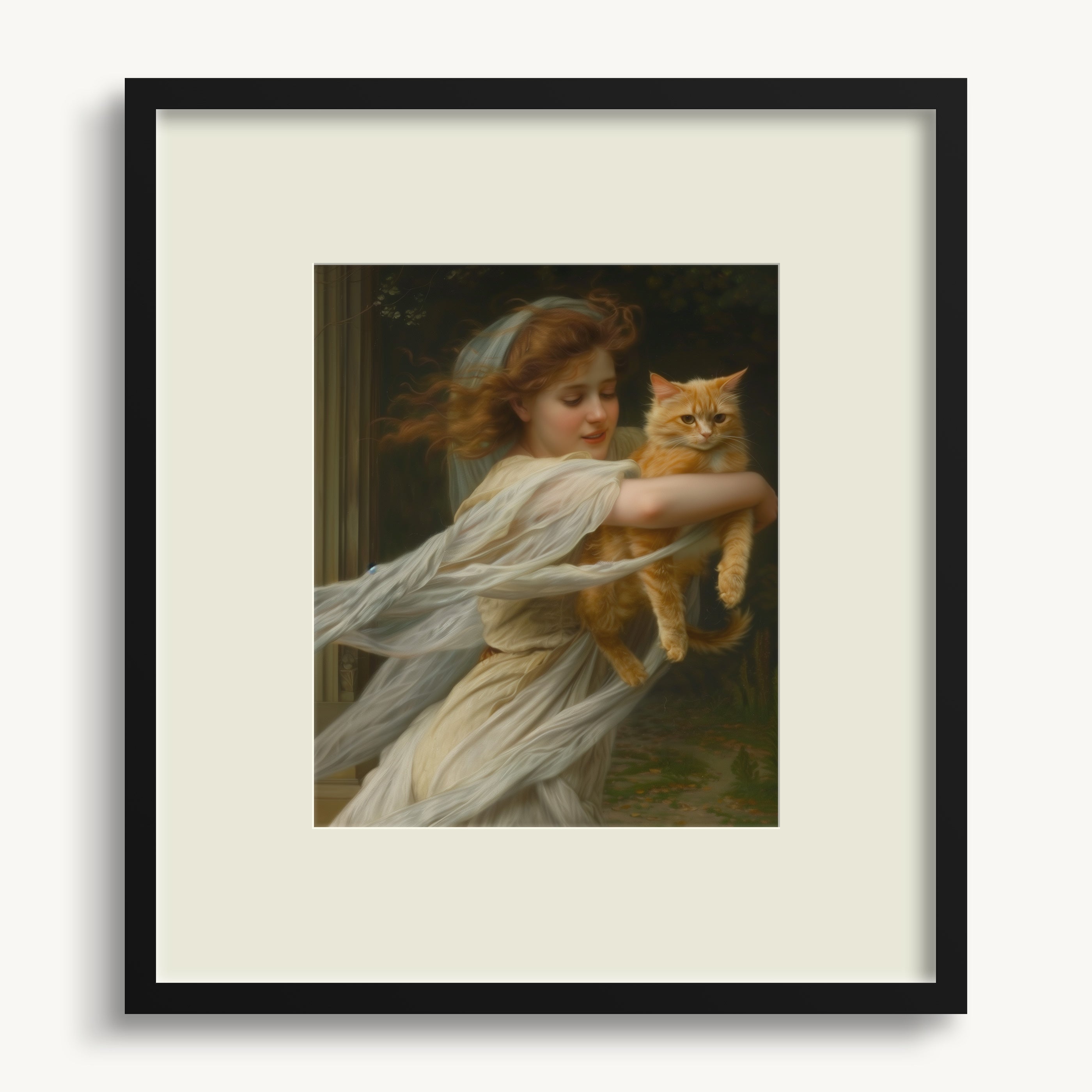 Girl Holding a Cat WALL ART