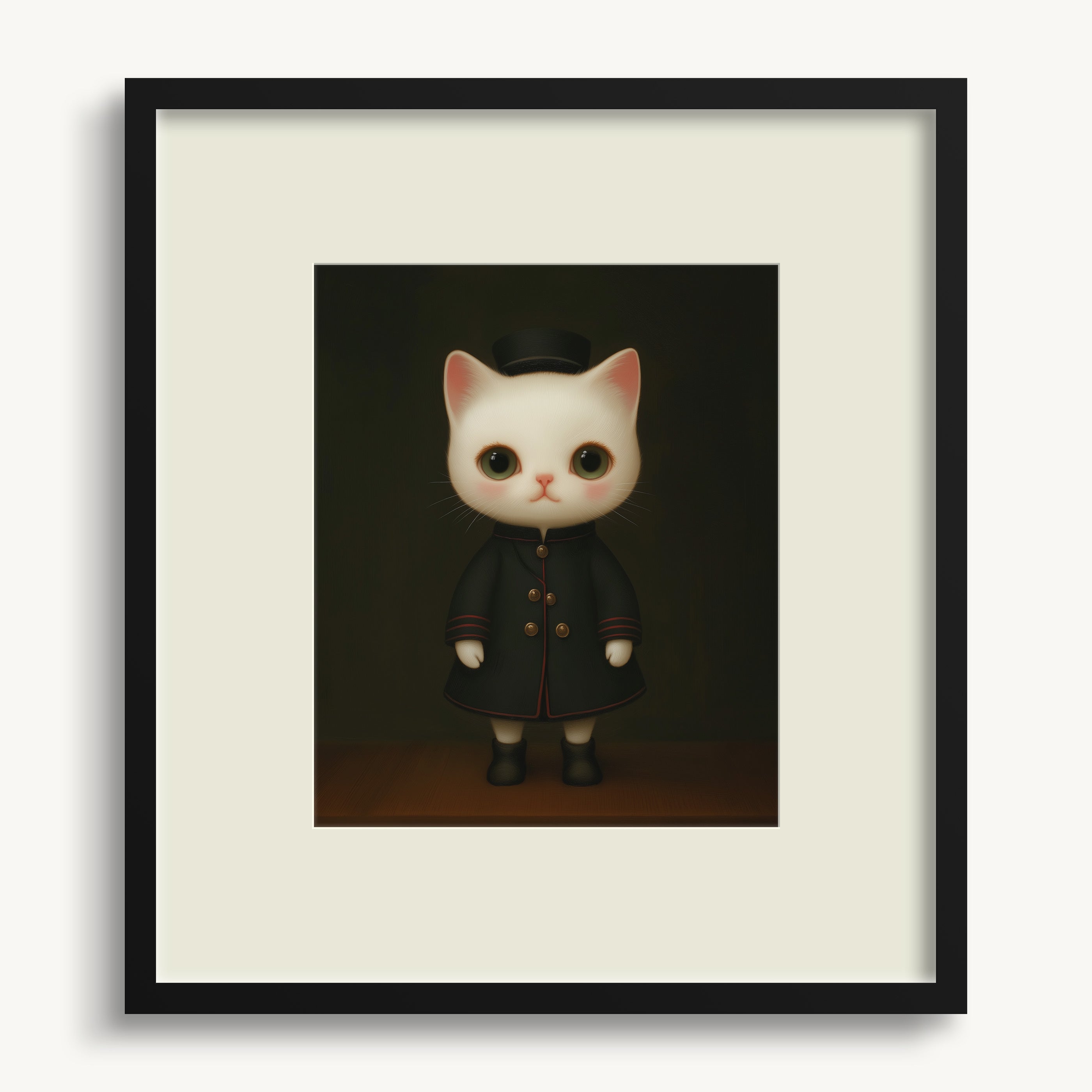 Elegant Cat in Black Overcoat WALL ART