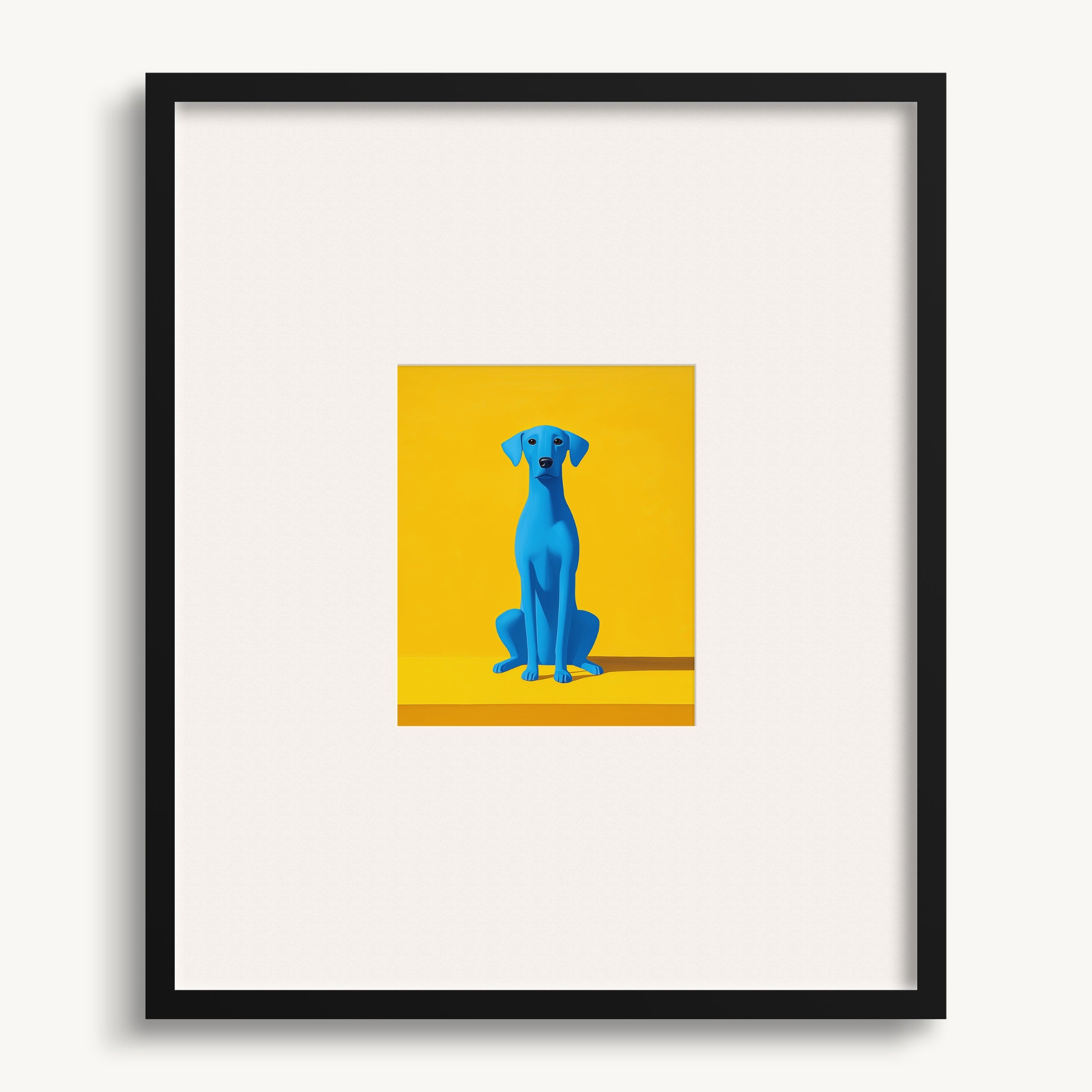 Blue Dog on Yellow Wall Art