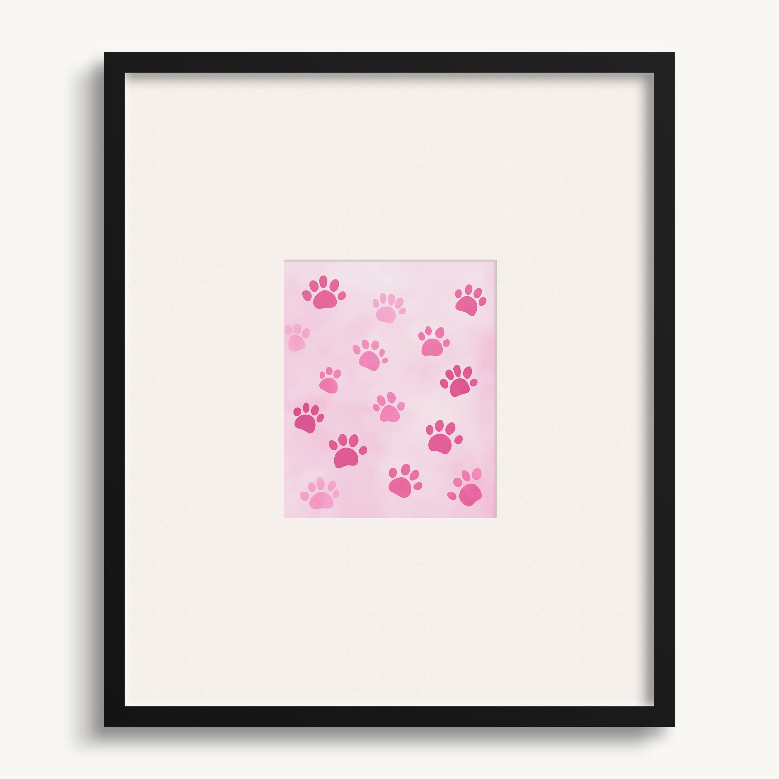 Pink Paw Prints Pattern Wall Art