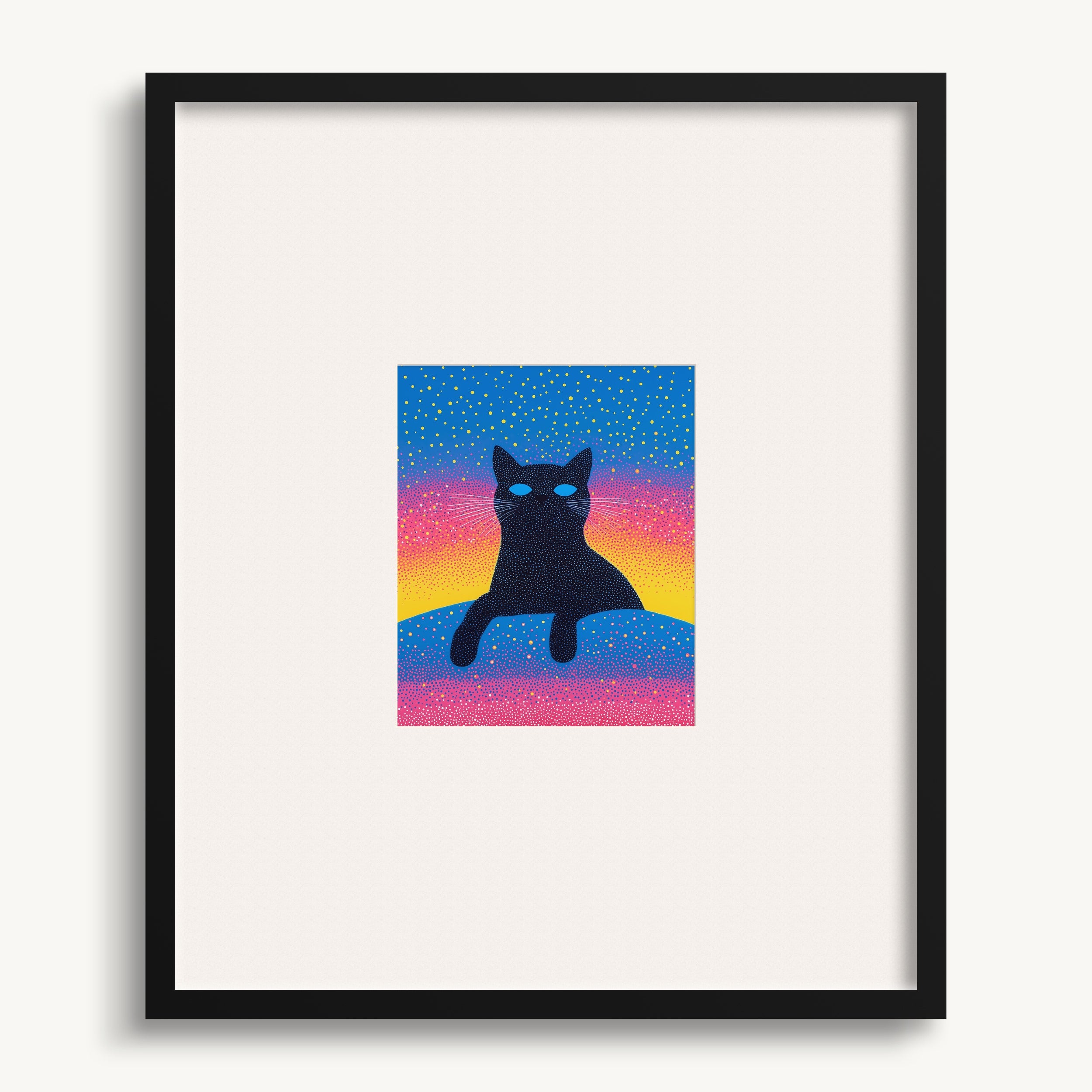 Black Cat with Blue Eyes Wall Art