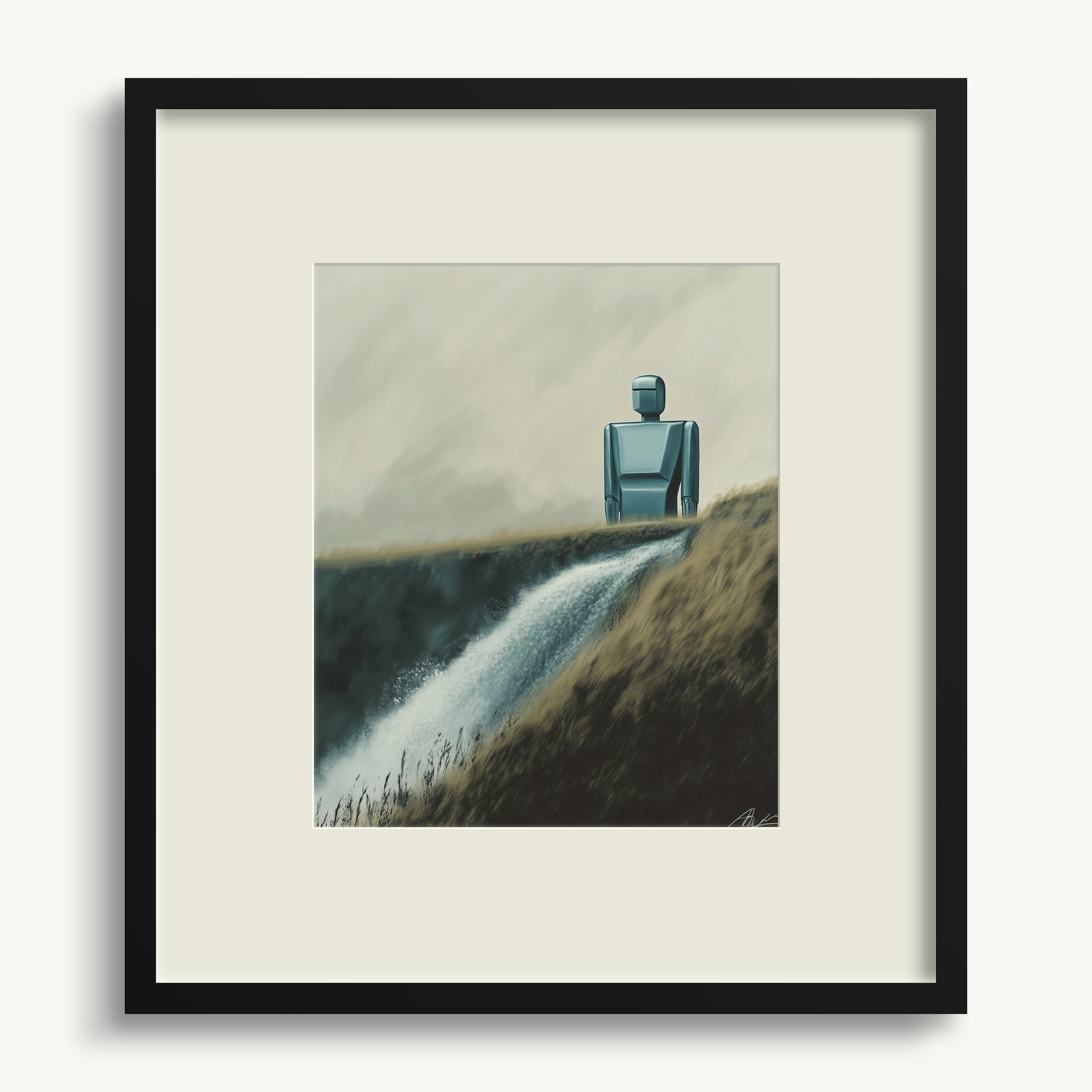 Robot on a Grassy Hill WALL ART