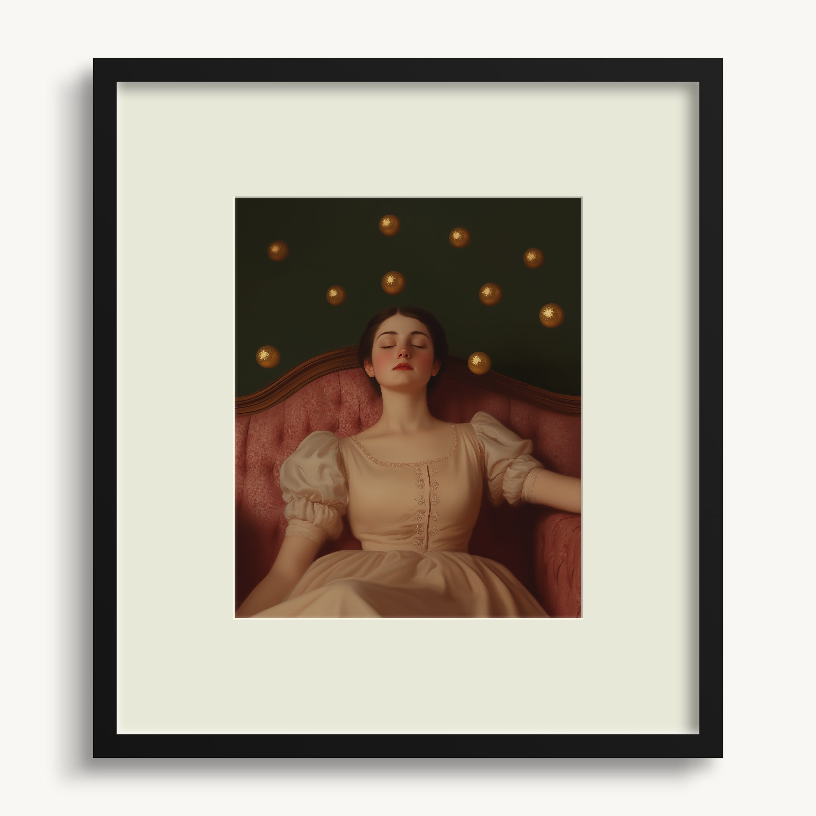 Lady on Red Couch WALL ART