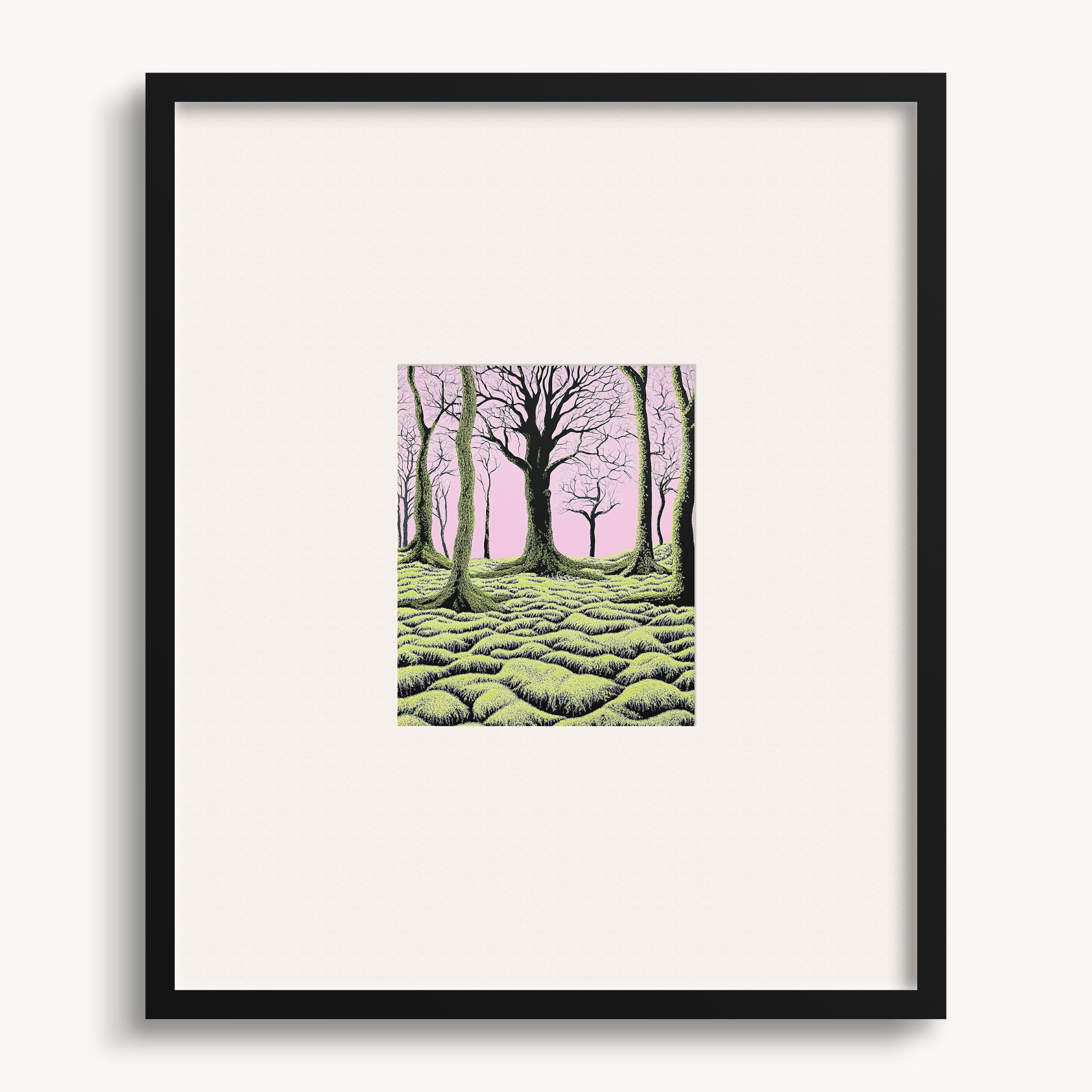 Mossy Forest in Pink Twilight WALL ART