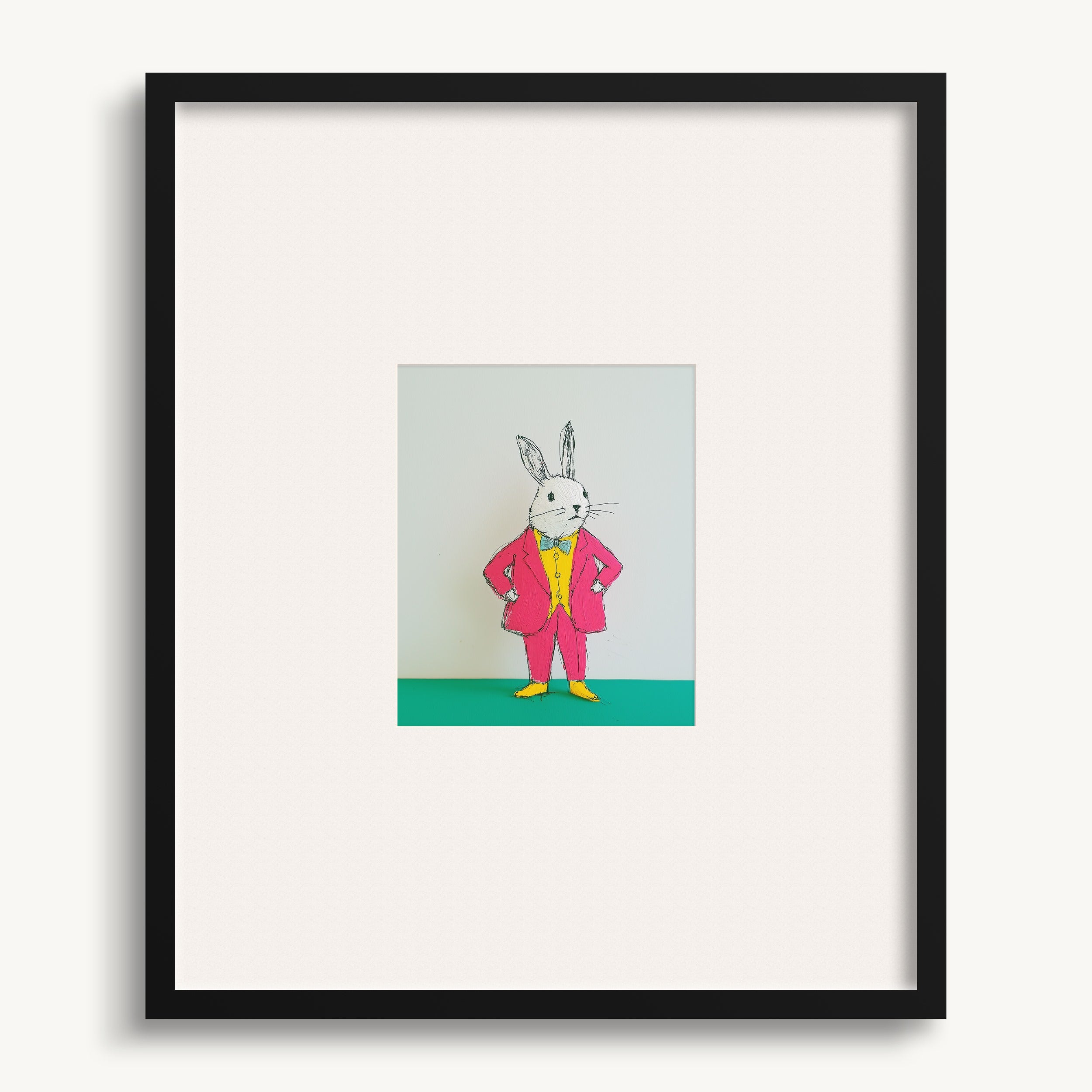 Dapper Rabbit in Pink Suit WALL ART