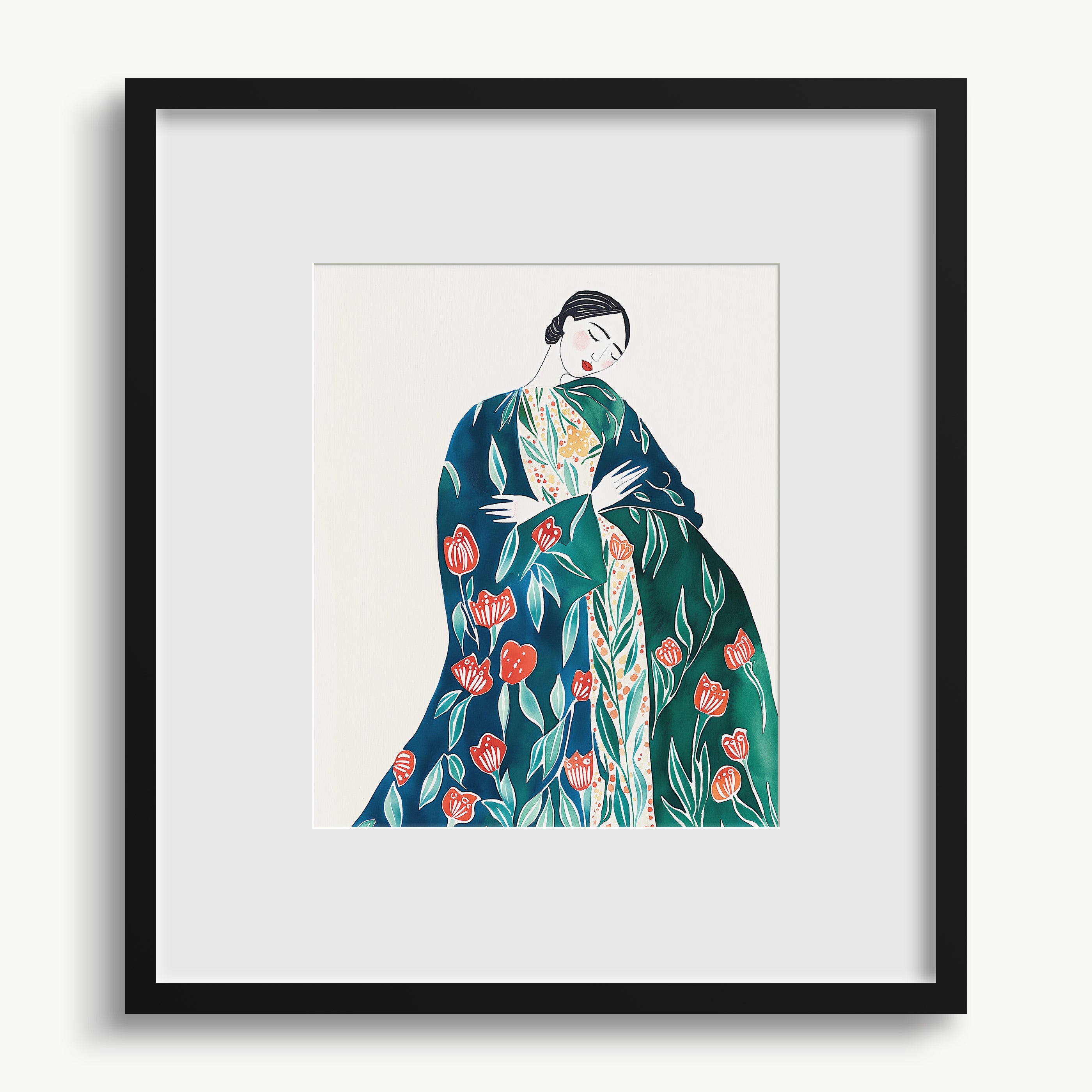 Woman in Floral Garment WALL ART