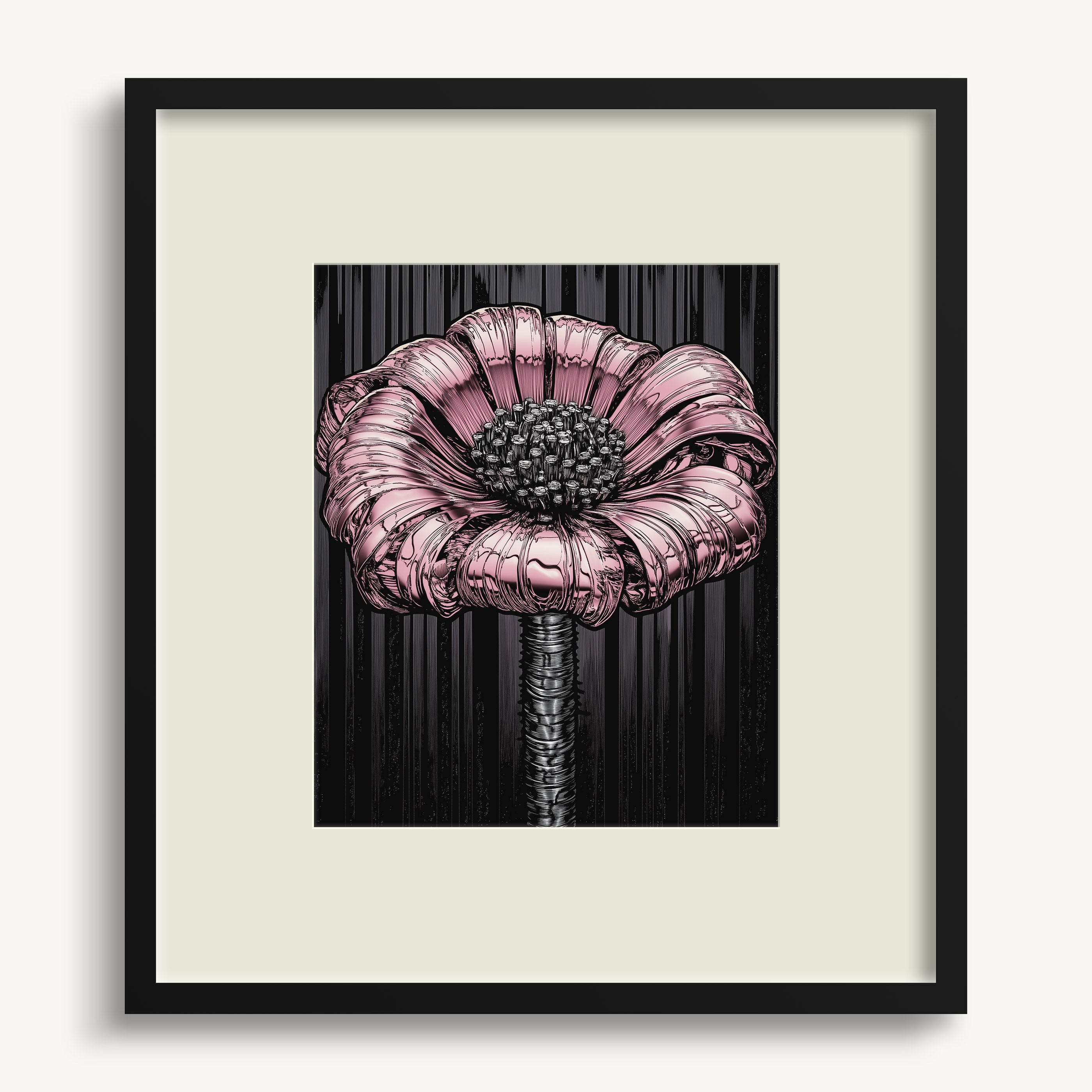 Stylized Pink Flower WALL ART