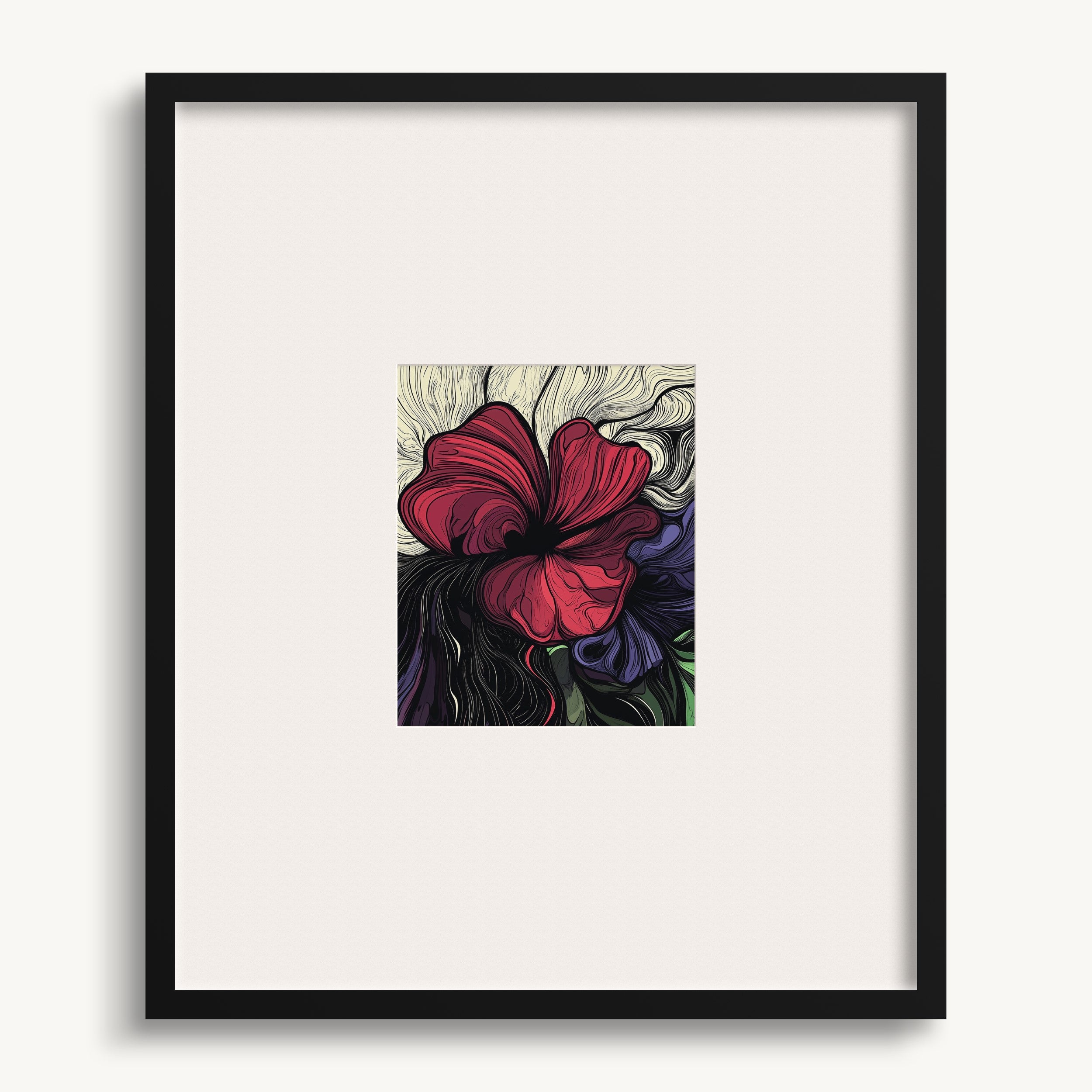 Floral Burst in Red and Green WALL ART