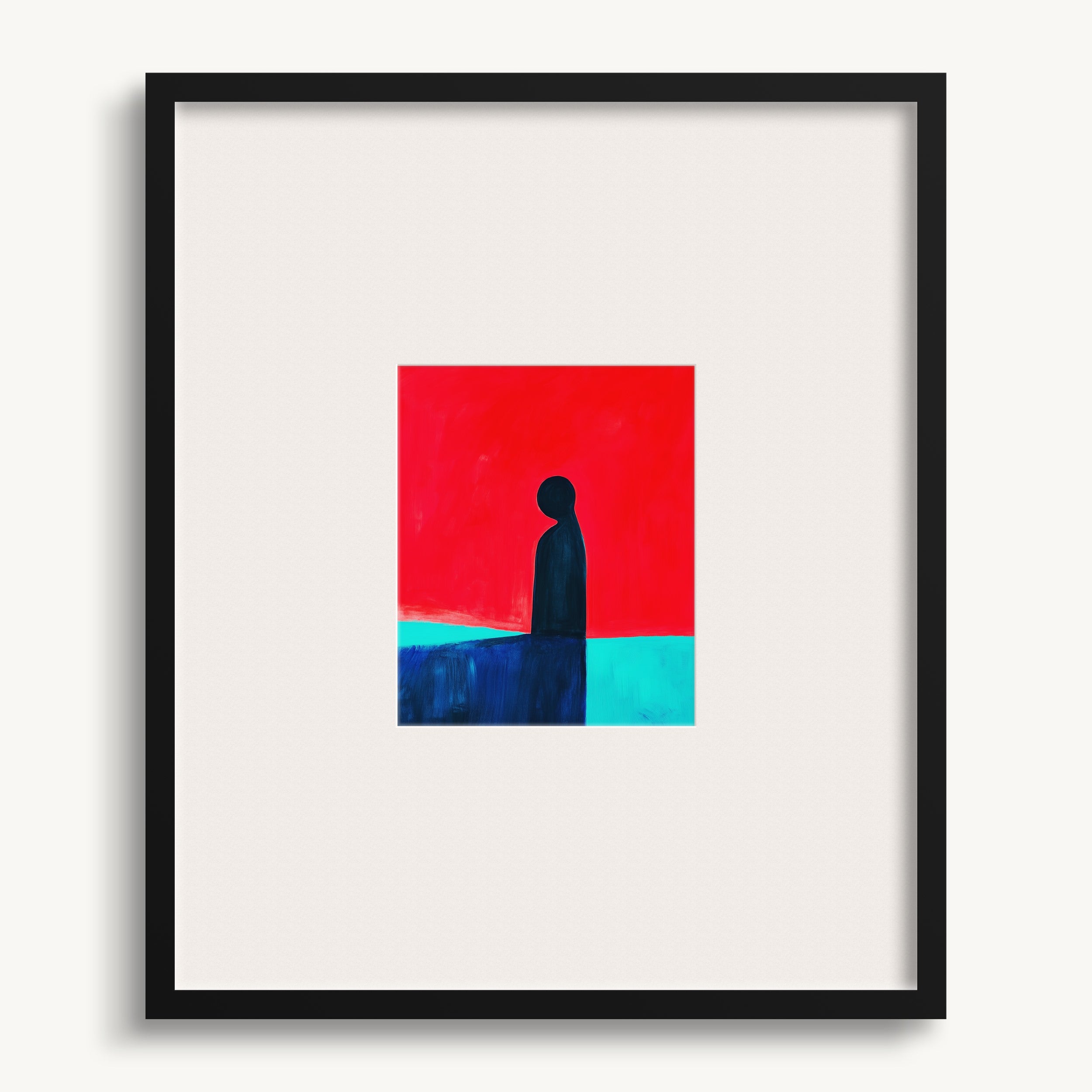 Contemplative Silhouette in Red WALL ART