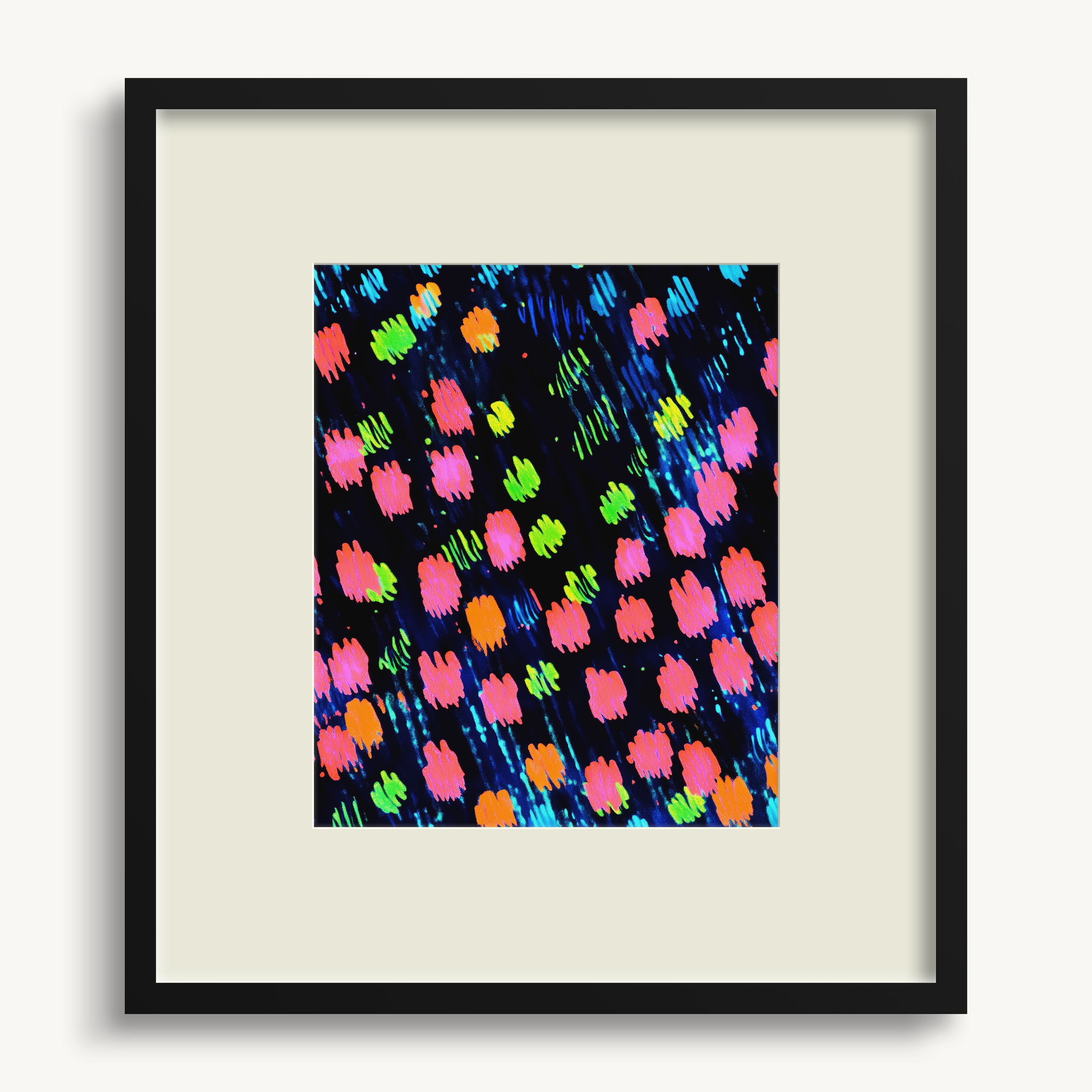 Colorful Dots on Black WALL ART