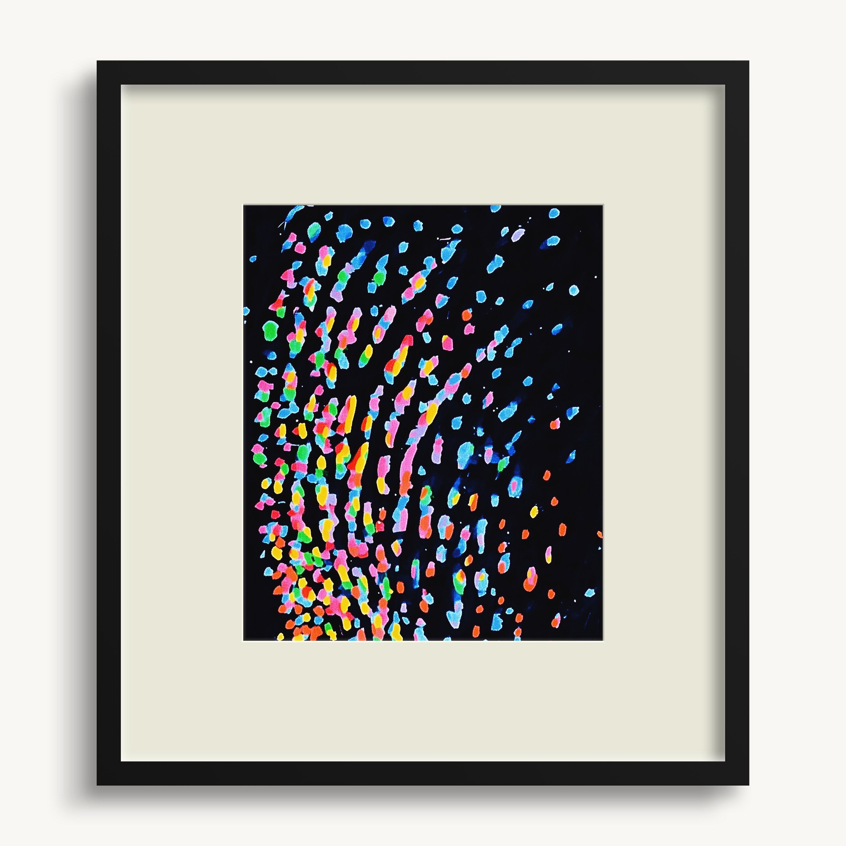 Swirling Dots on Black WALL ART