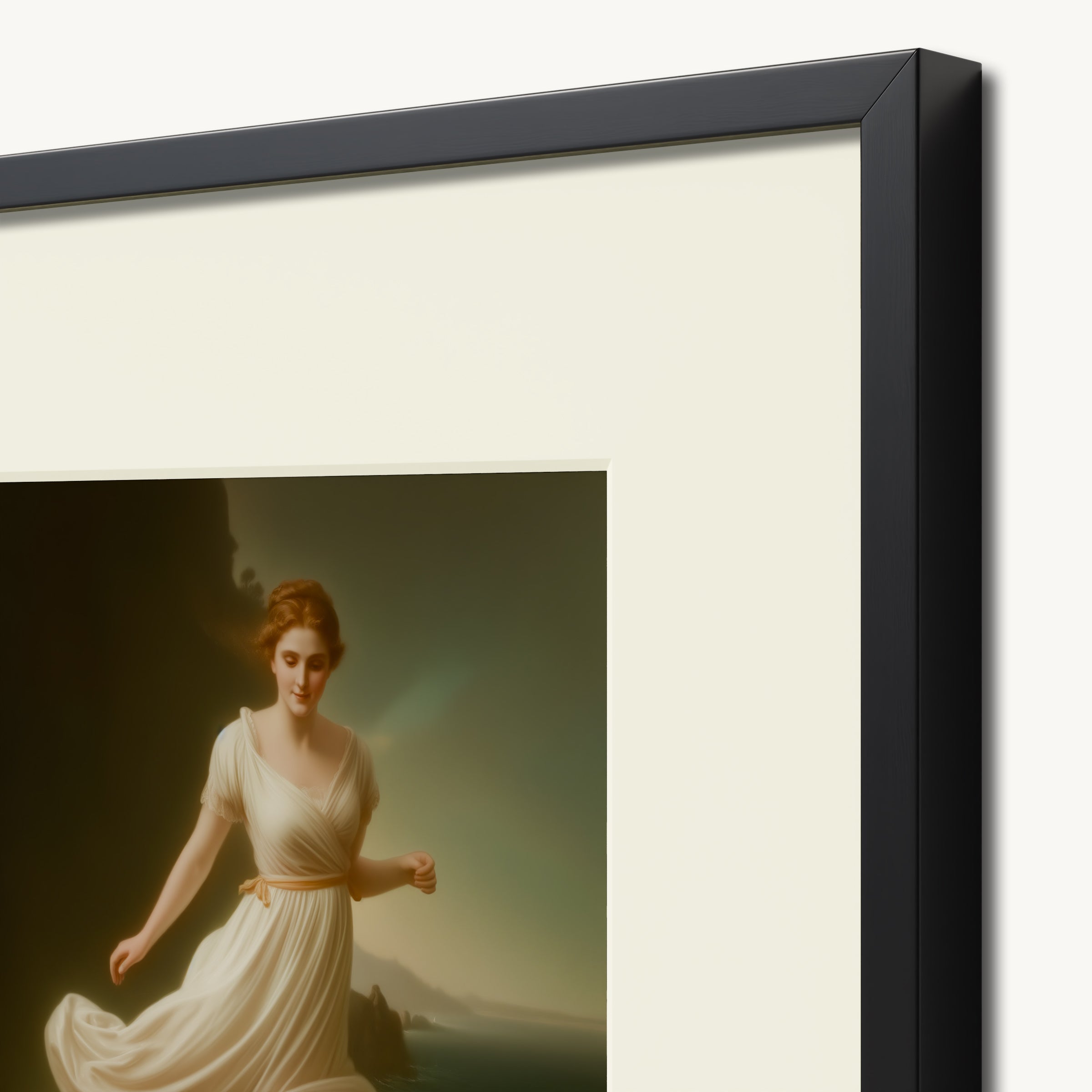 Woman in White on Rocky Shore WALL ART