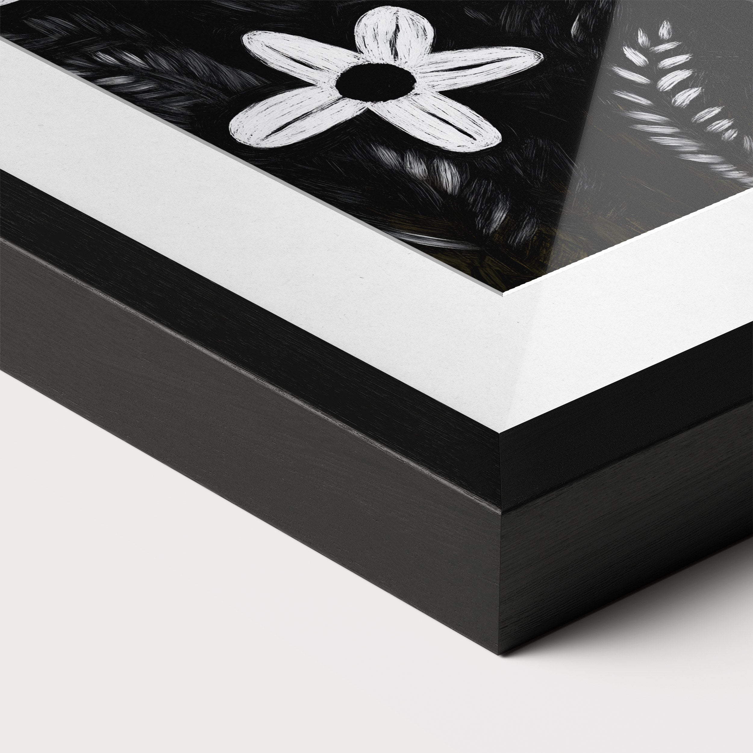 White Flowers on Black WALL ART