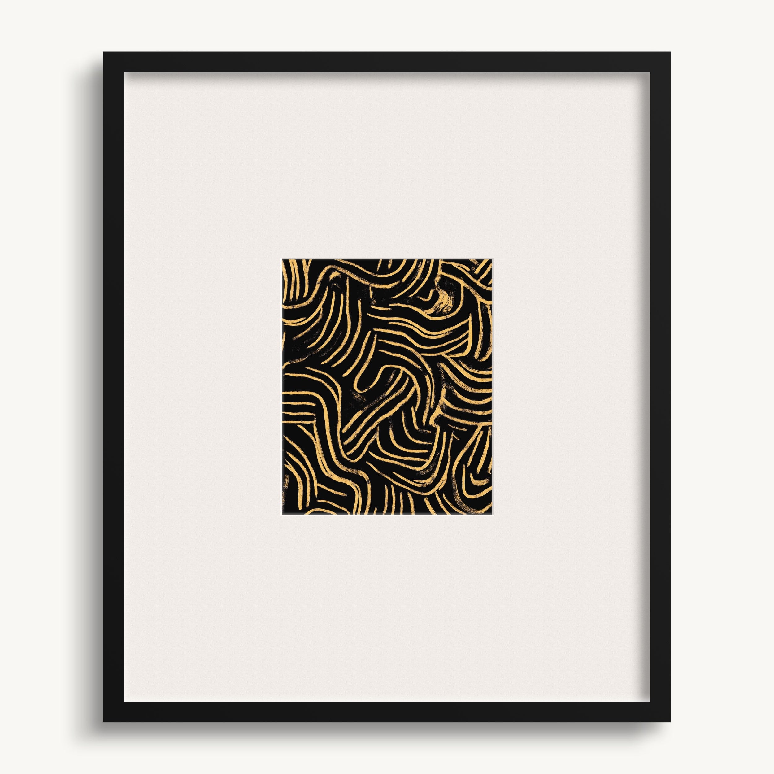 Yellow Waves on Black WALL ART