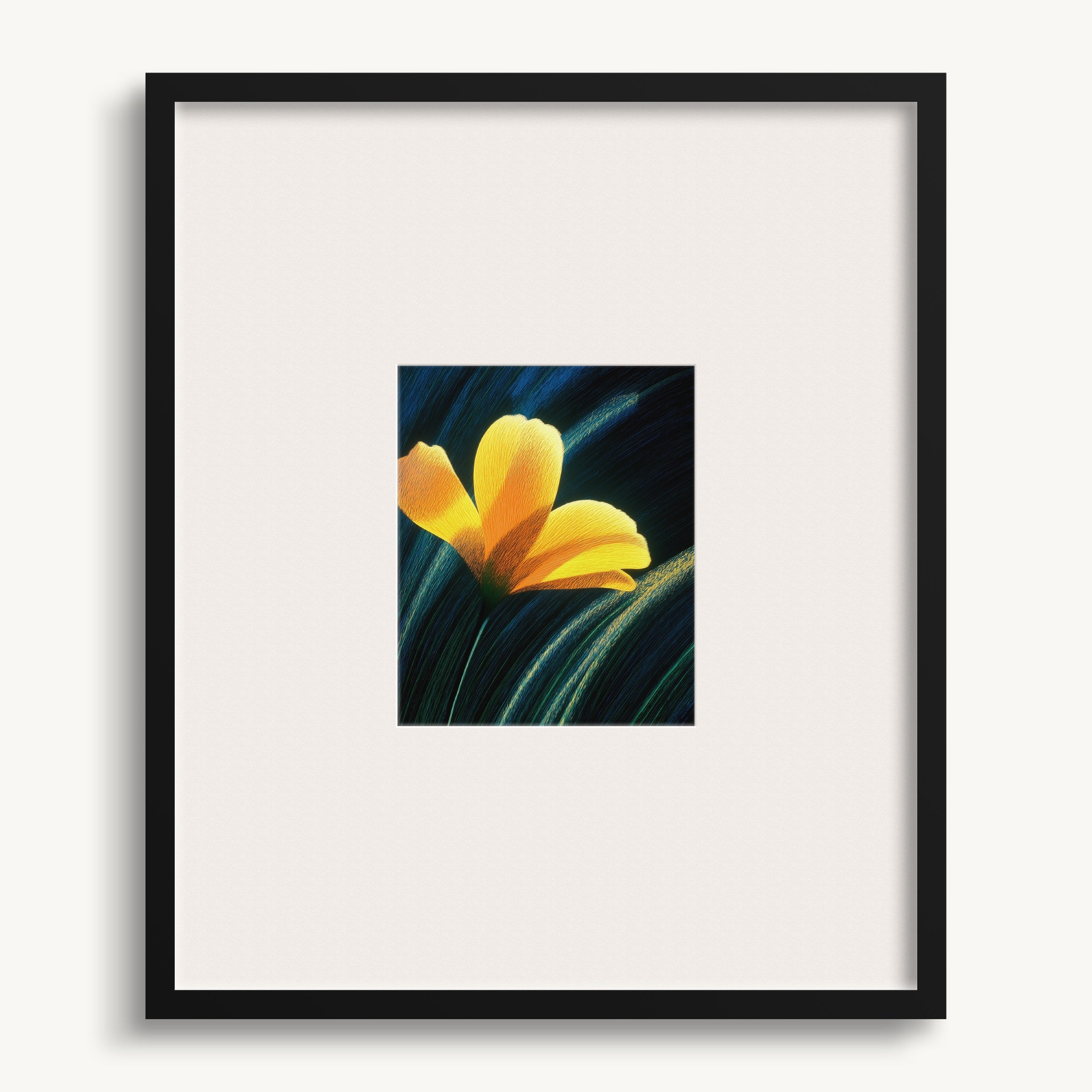 Yellow Flower with Dark Leaves WALL ART