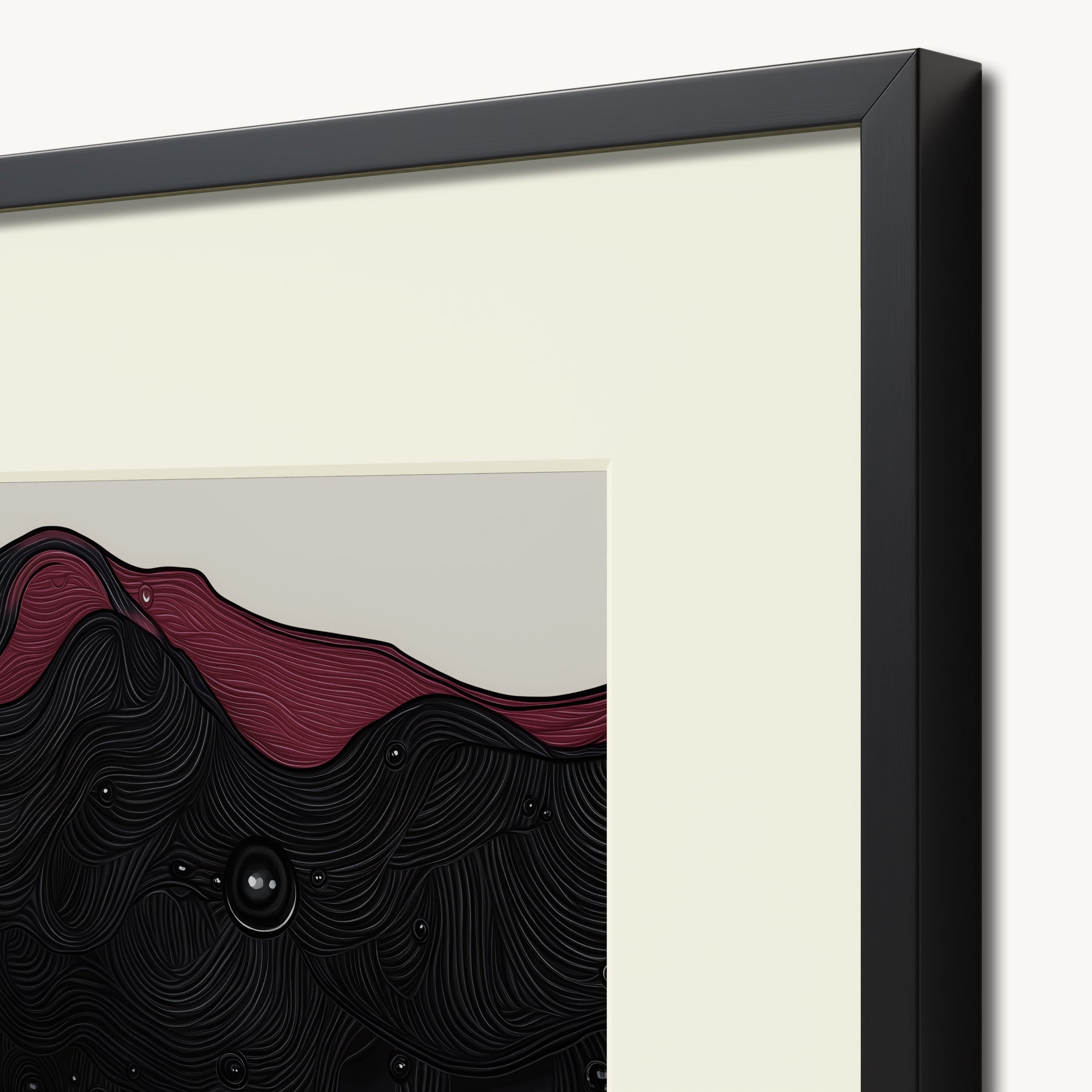 Dark Swirls with Hints of Red and Beige WALL ART