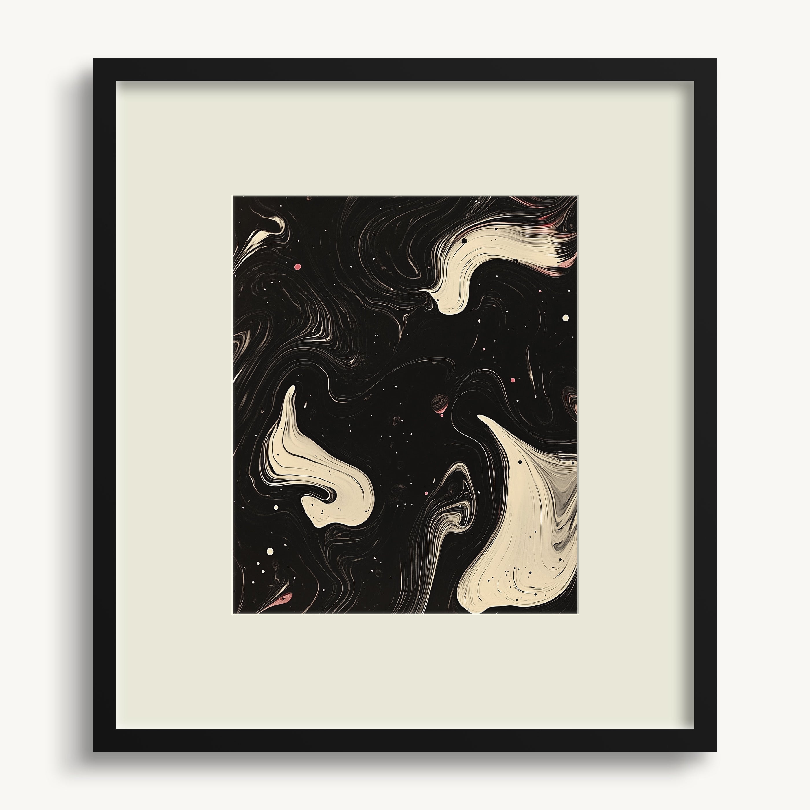 Abstract Swirls in White and Beige WALL ART