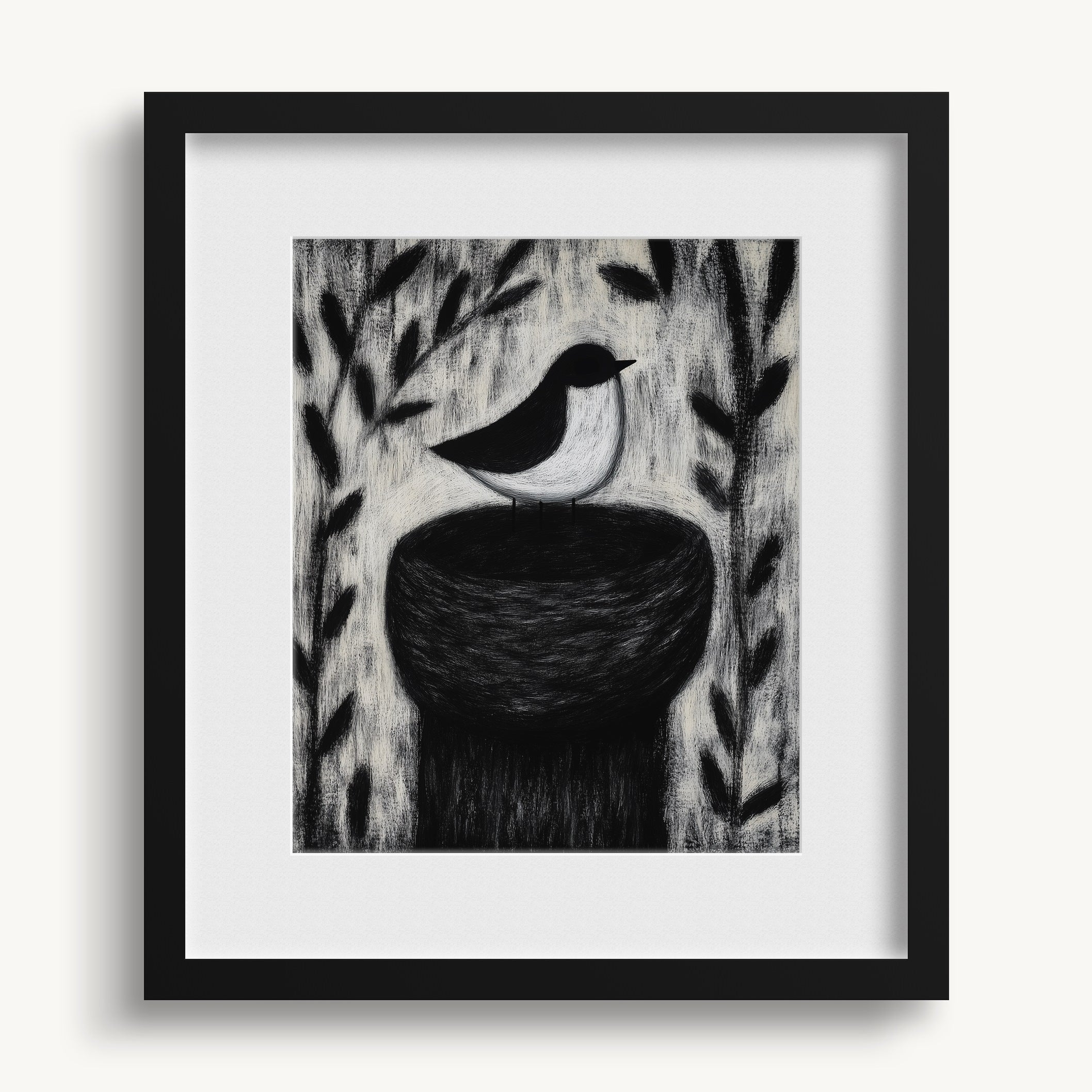 Bird on Nest in Foliage WALL ART