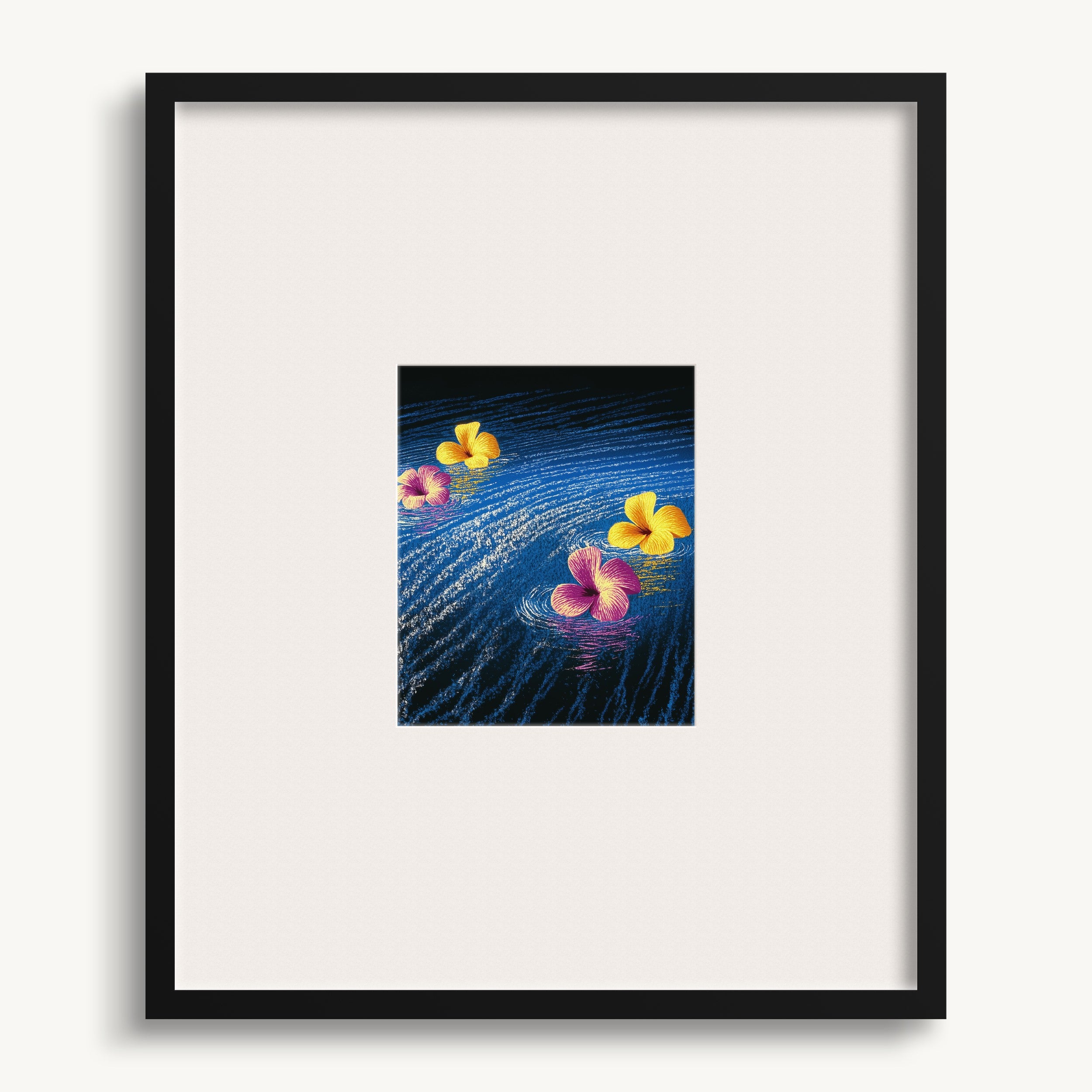 Floating Flowers on Blue WALL ART