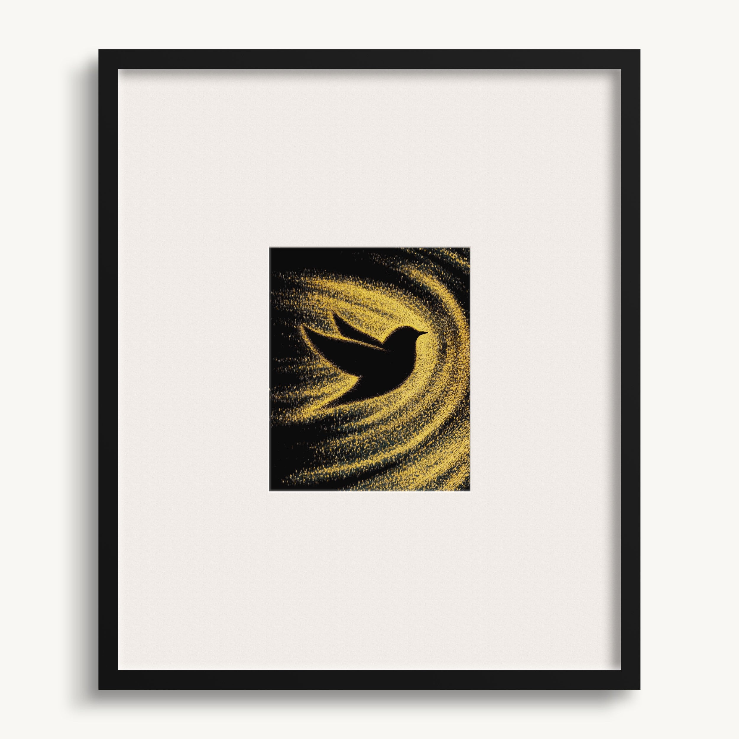 Bird Silhouette on Swirling Background WALL ART