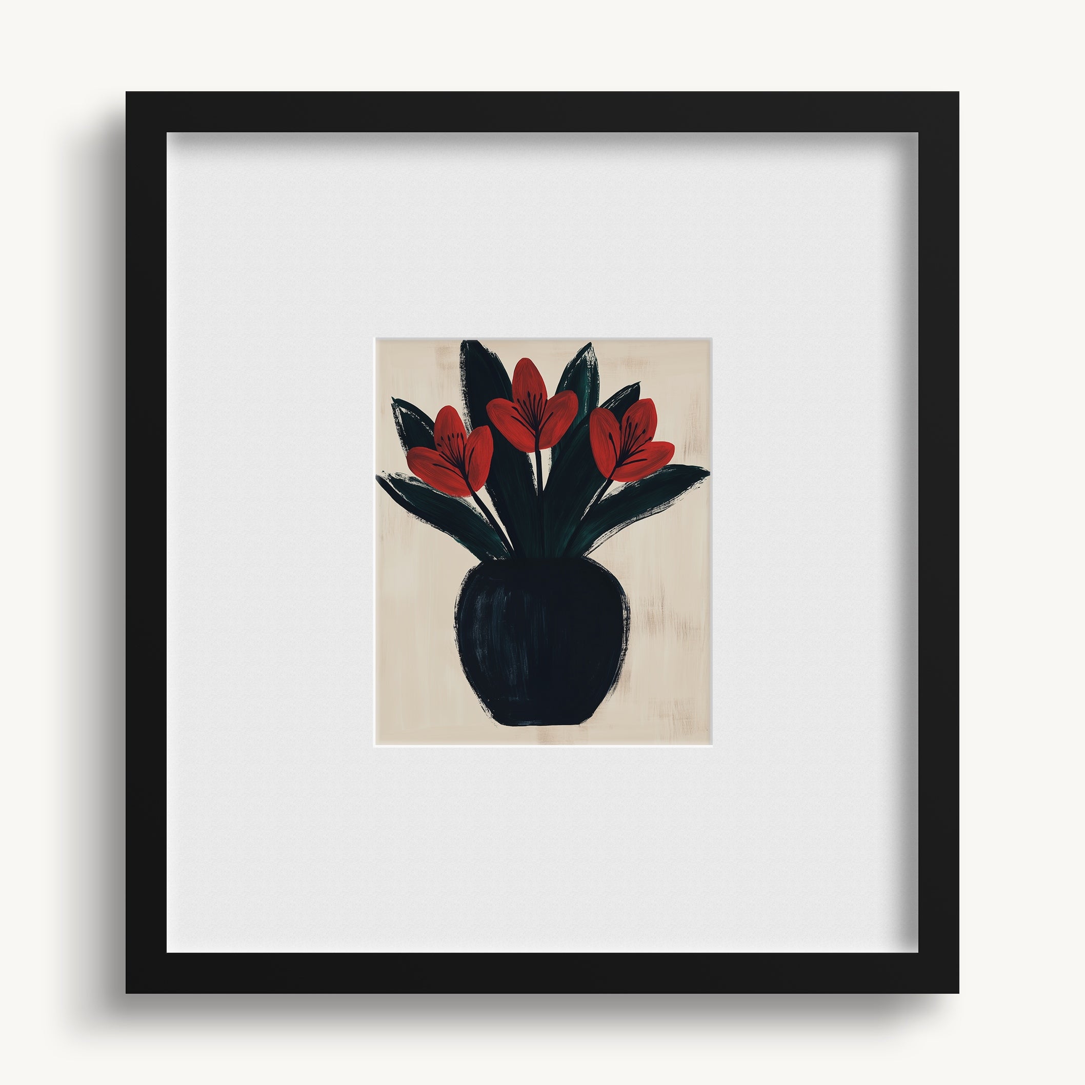 "RED FLOWERS" WALL ART