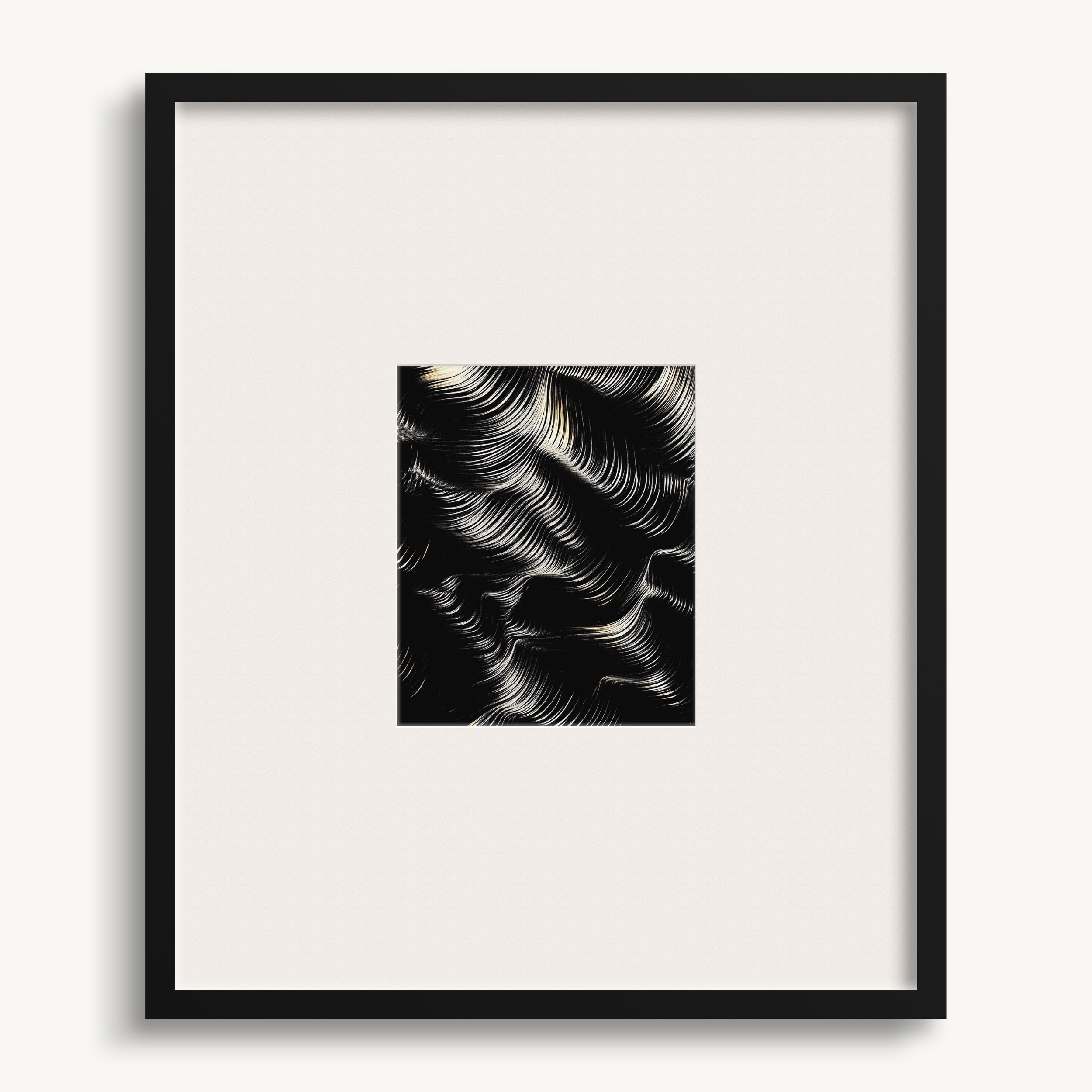 Curved White Lines on Black WALL ART