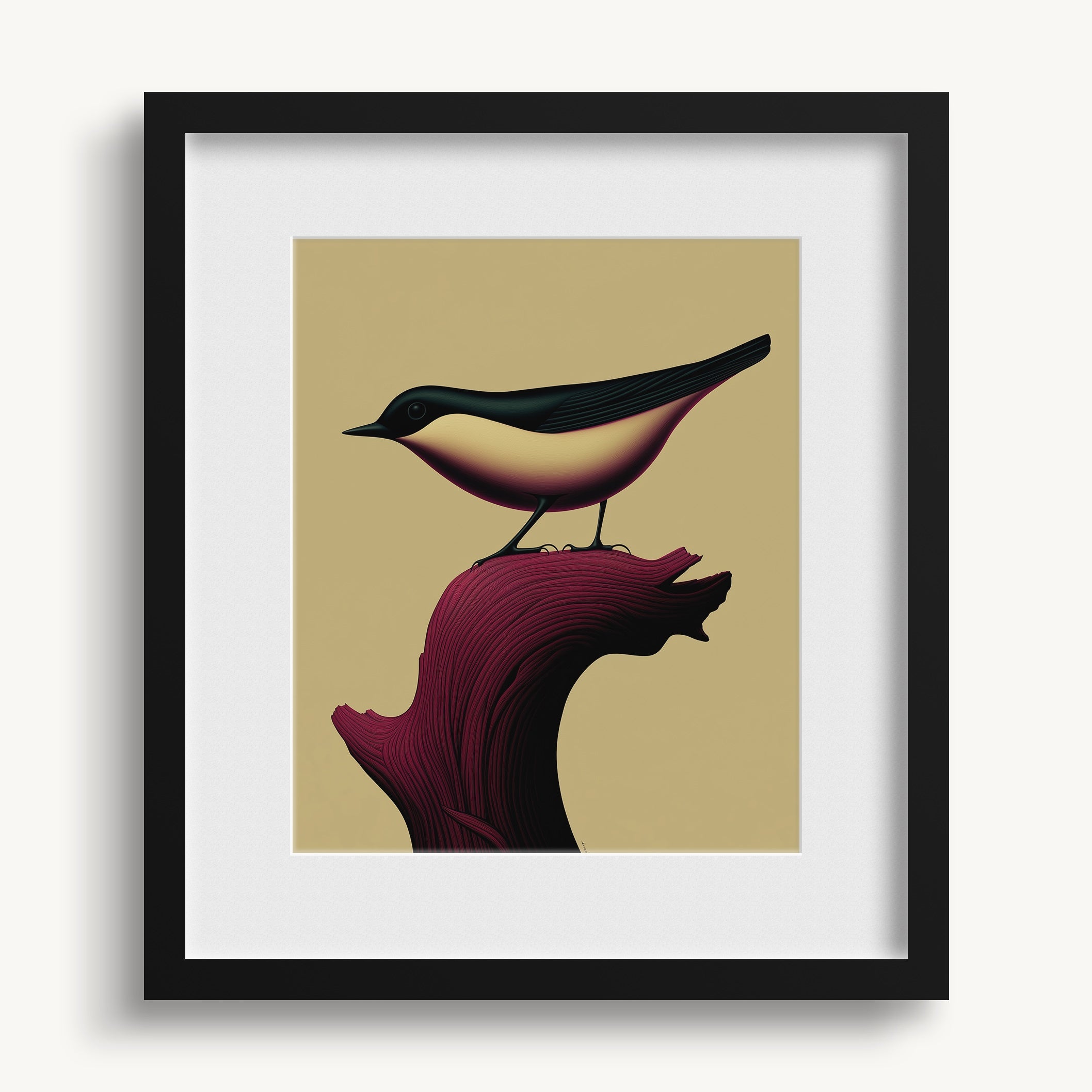 Bird on Red Branch WALL ART