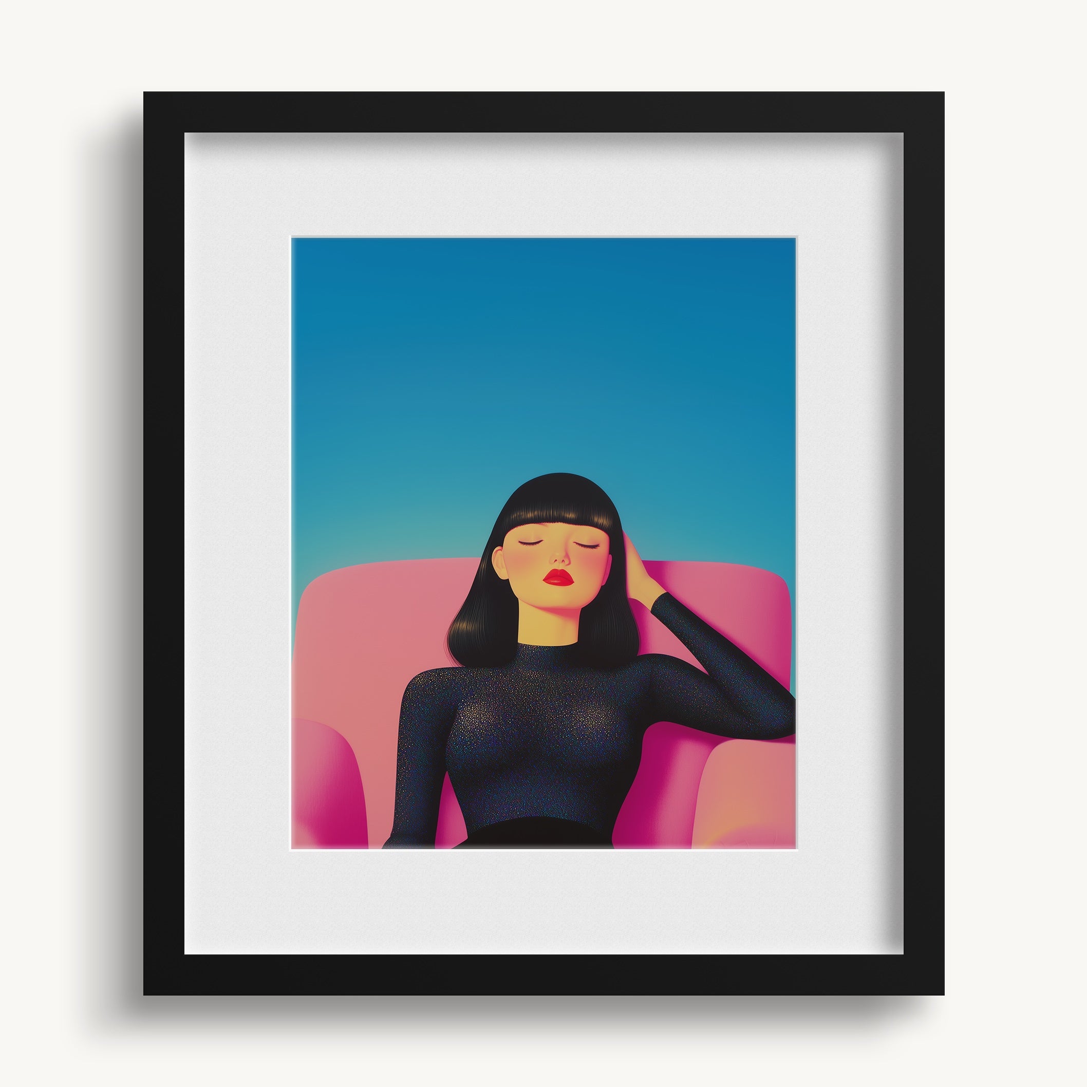 Lady on Pink Chair WALL ART