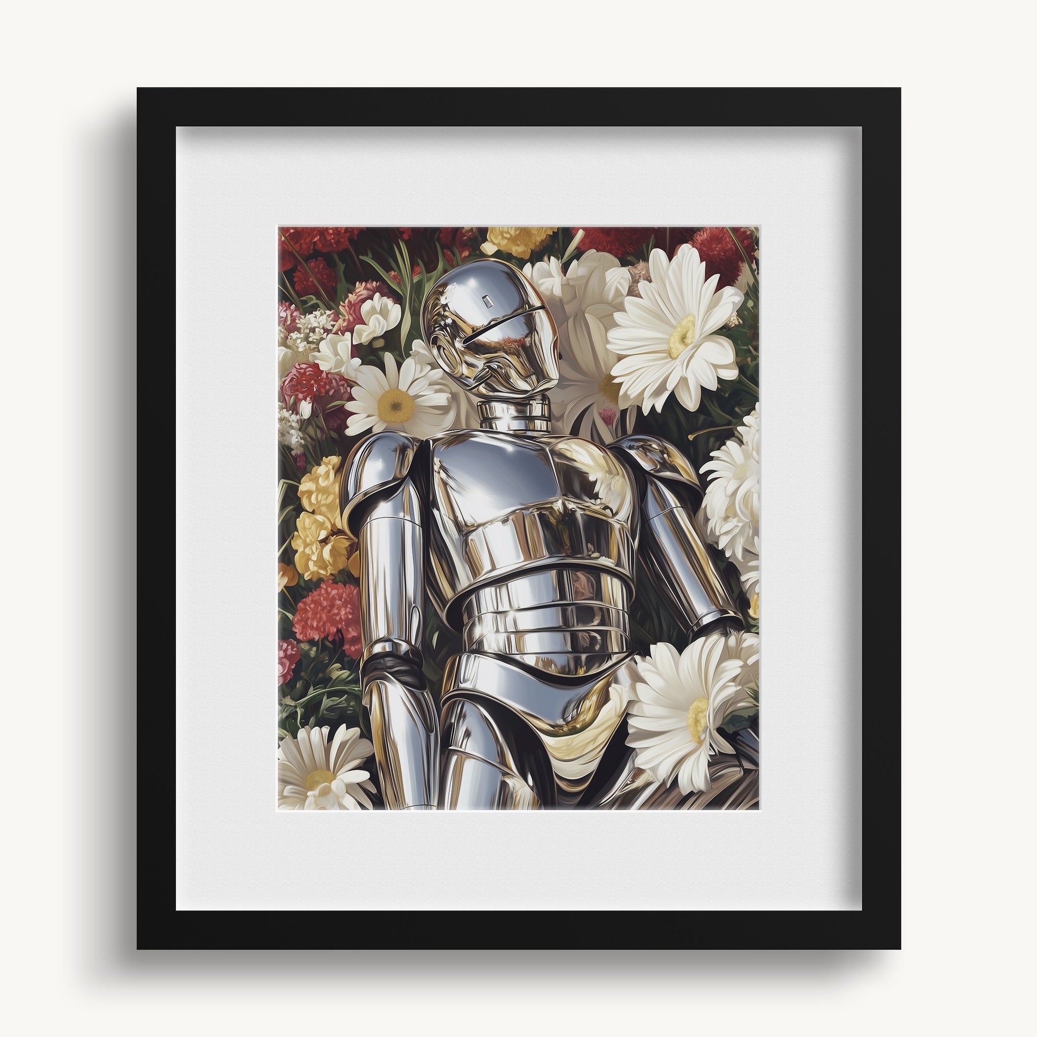 Robot with Colorful Flowers WALL ART