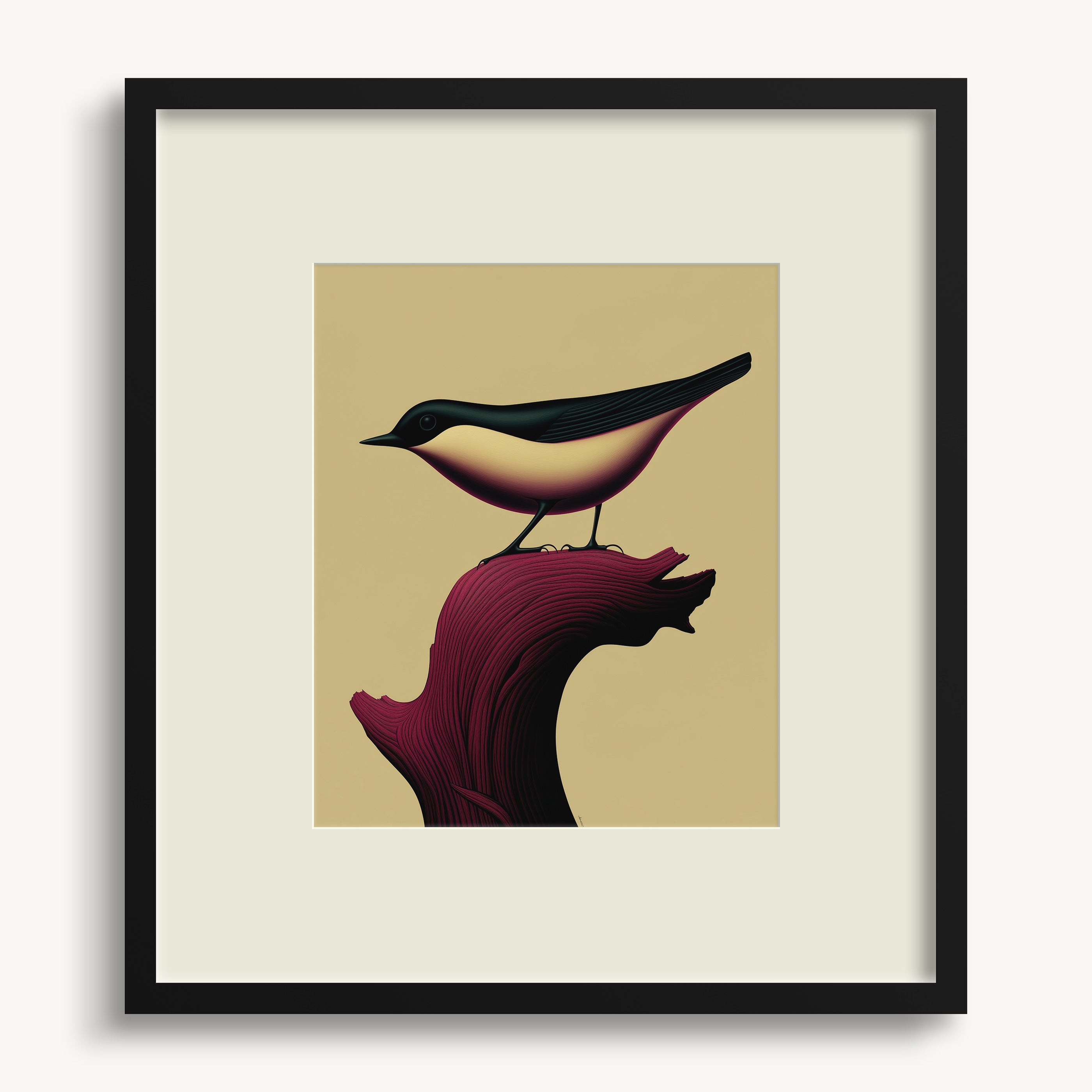 Bird on Red Branch WALL ART