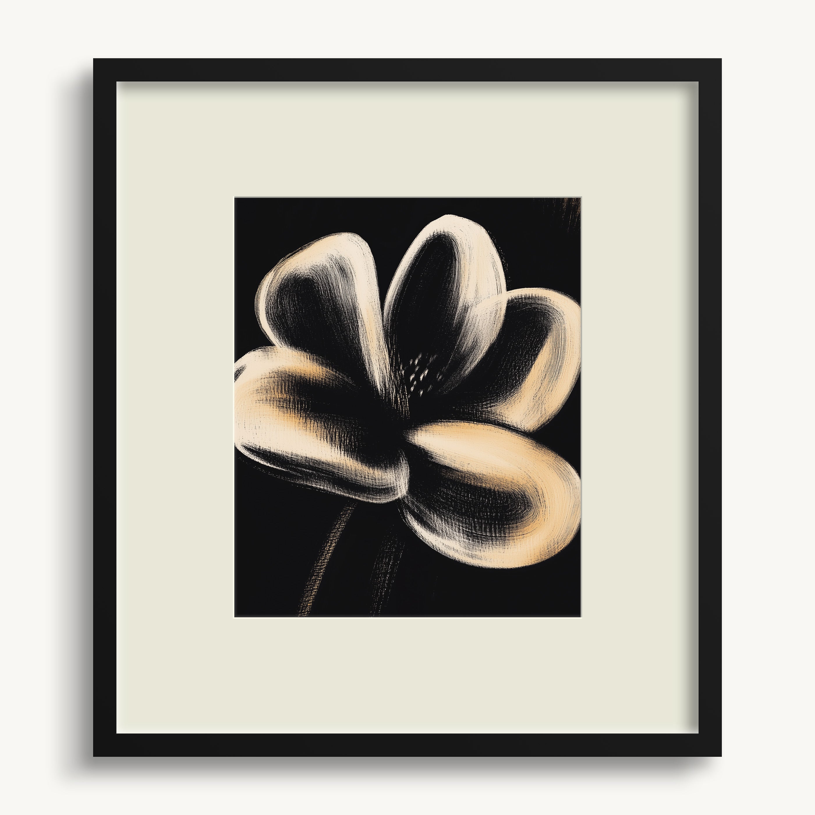 Black Flower Close-Up on Dark WALL ART