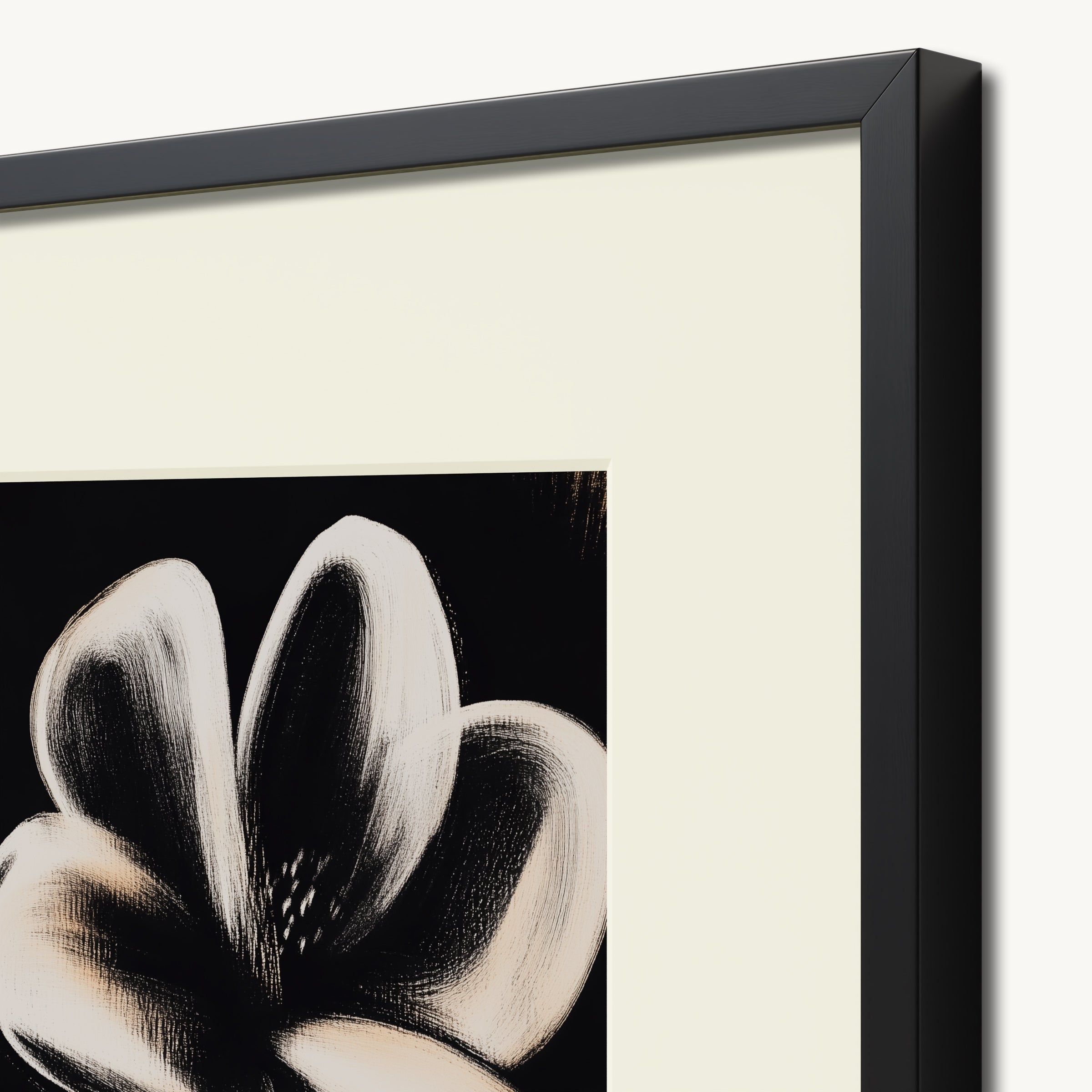 Black Flower Close-Up on Dark WALL ART