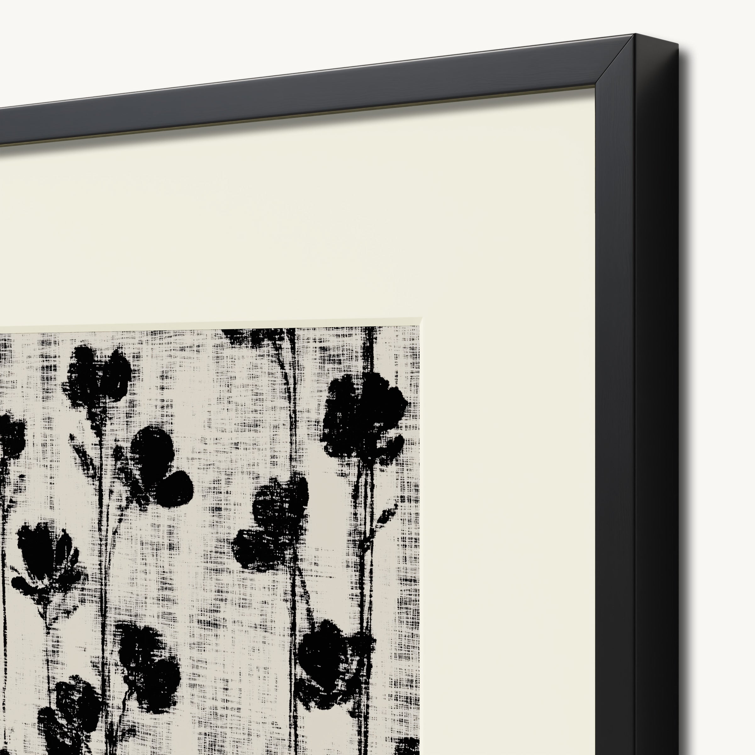 Black Flowers on Textured Background WALL ART