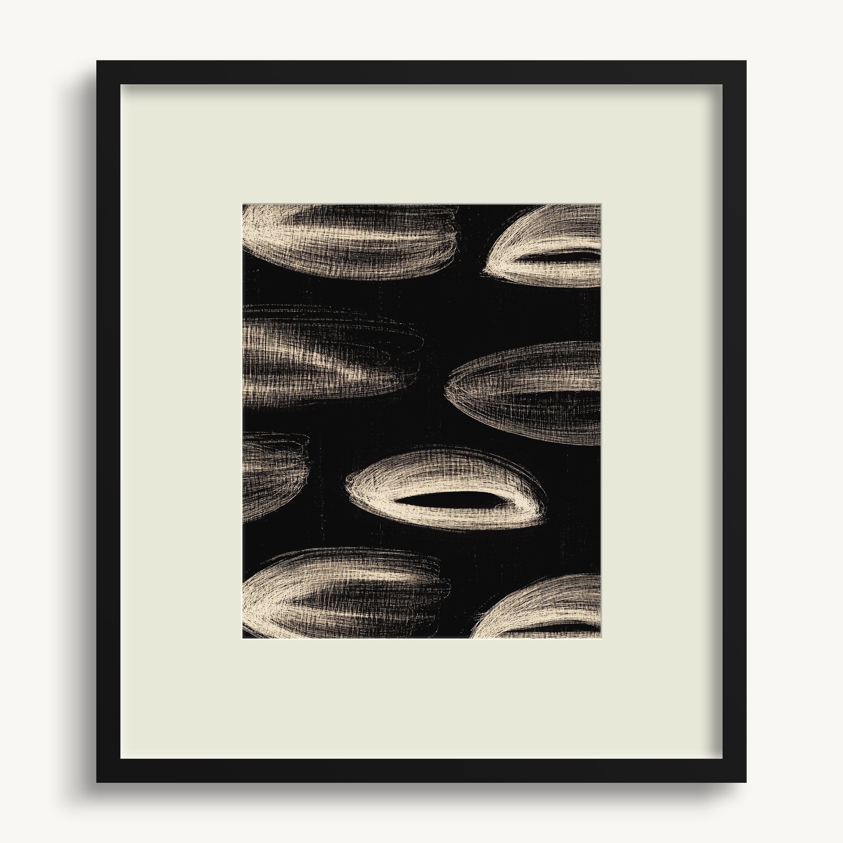 Horizontal Ovals on Black WALL ART