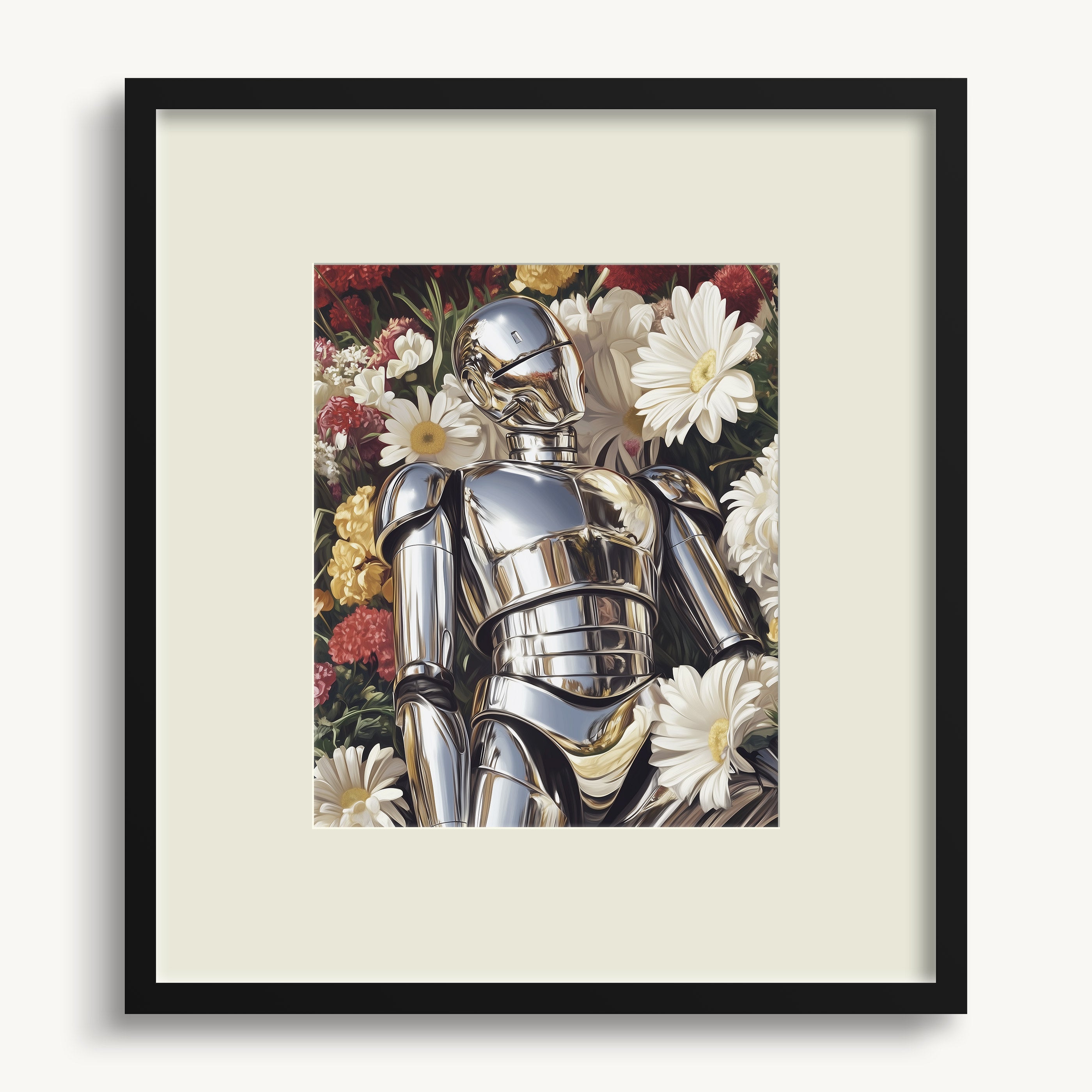 Robot with Colorful Flowers WALL ART