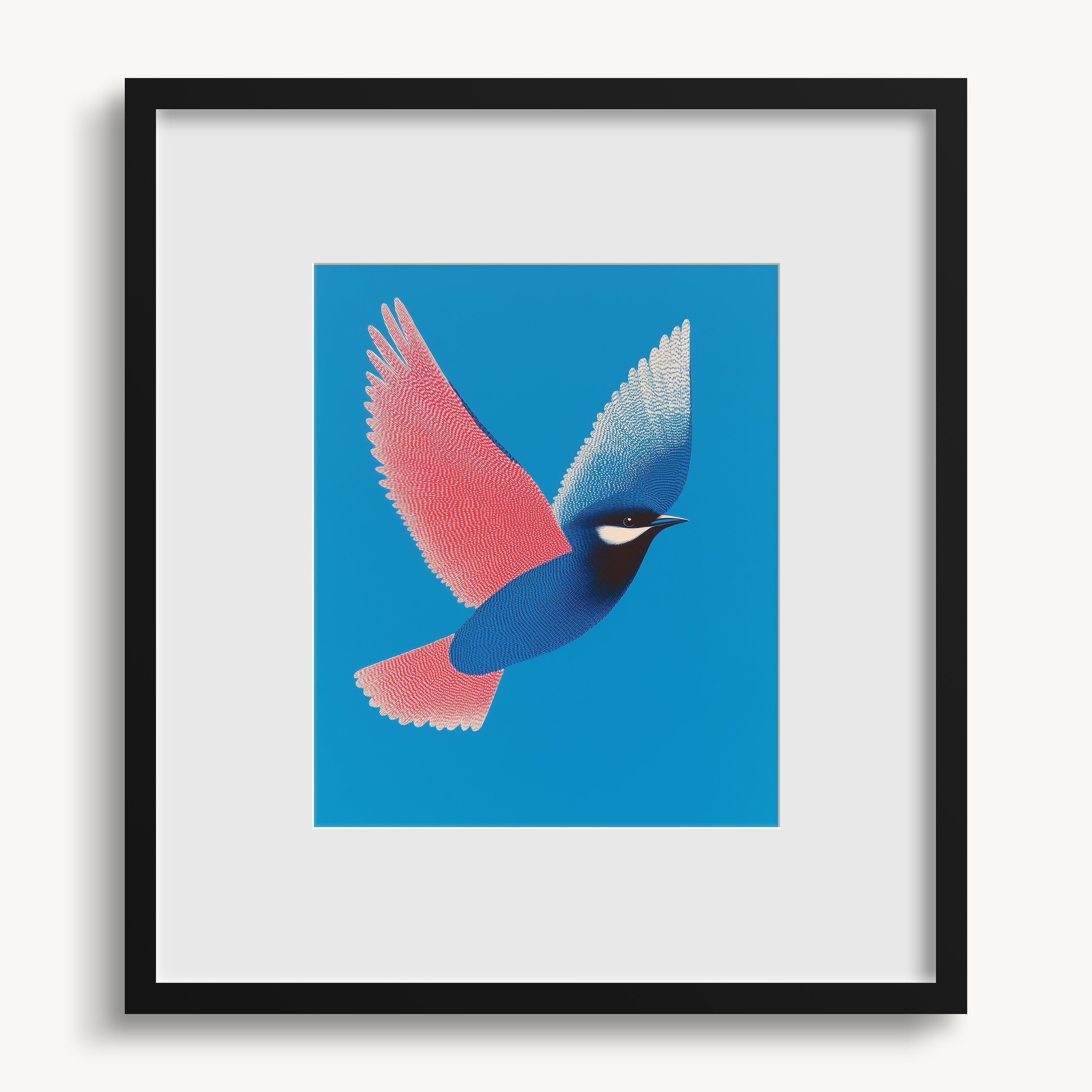 Bird with Blue and Pink Wings WALL ART