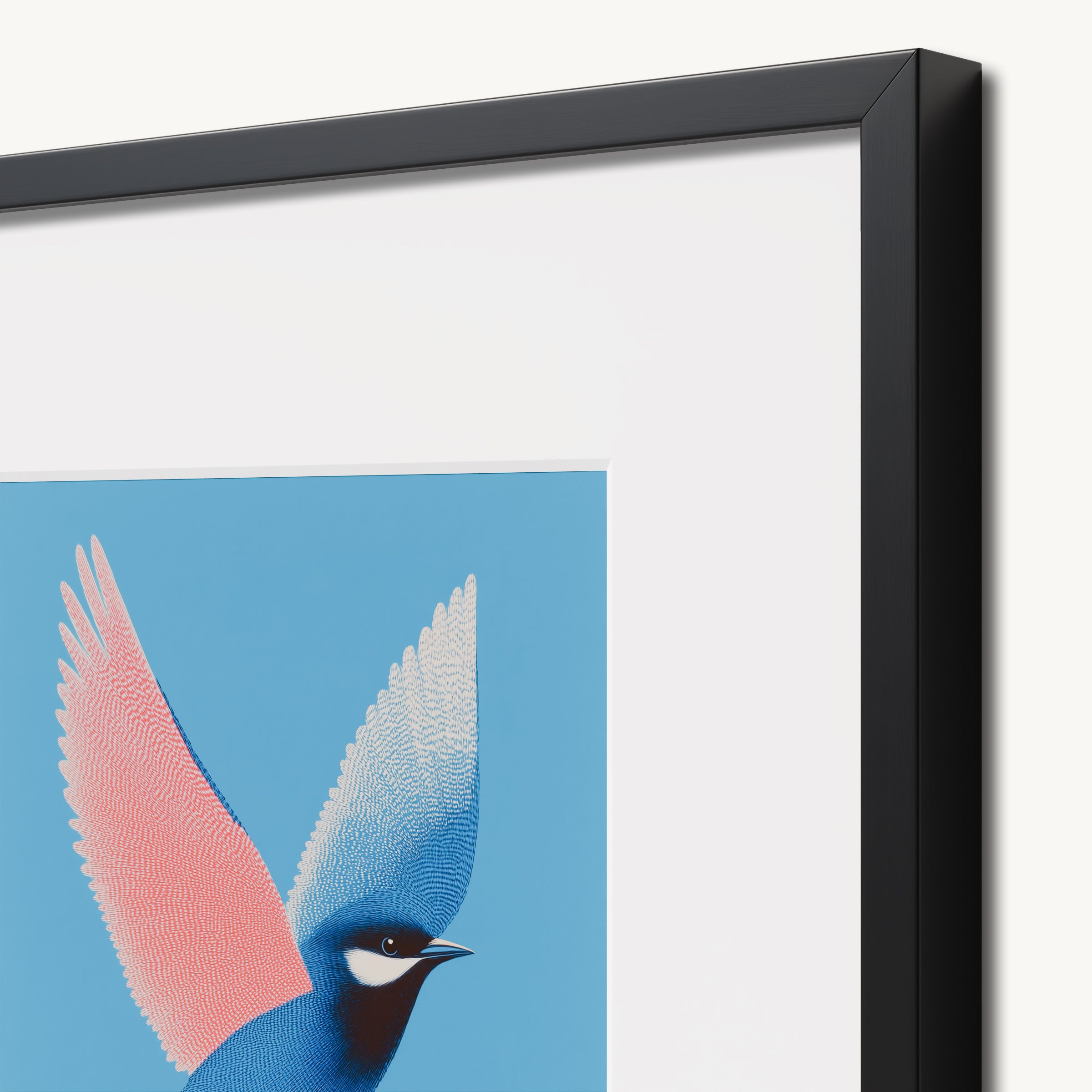 Bird with Blue and Pink Wings WALL ART