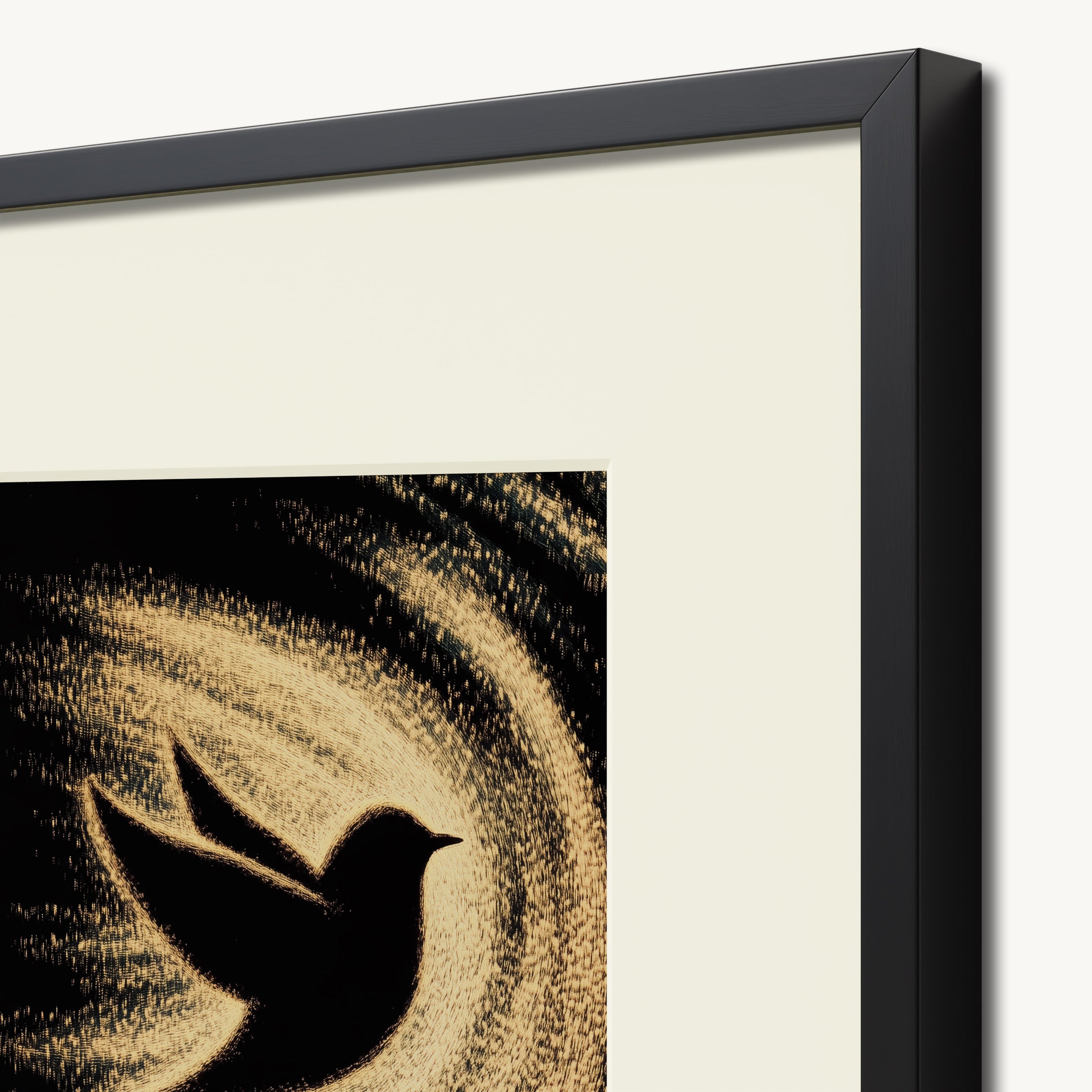 Bird Silhouette on Swirling Background WALL ART