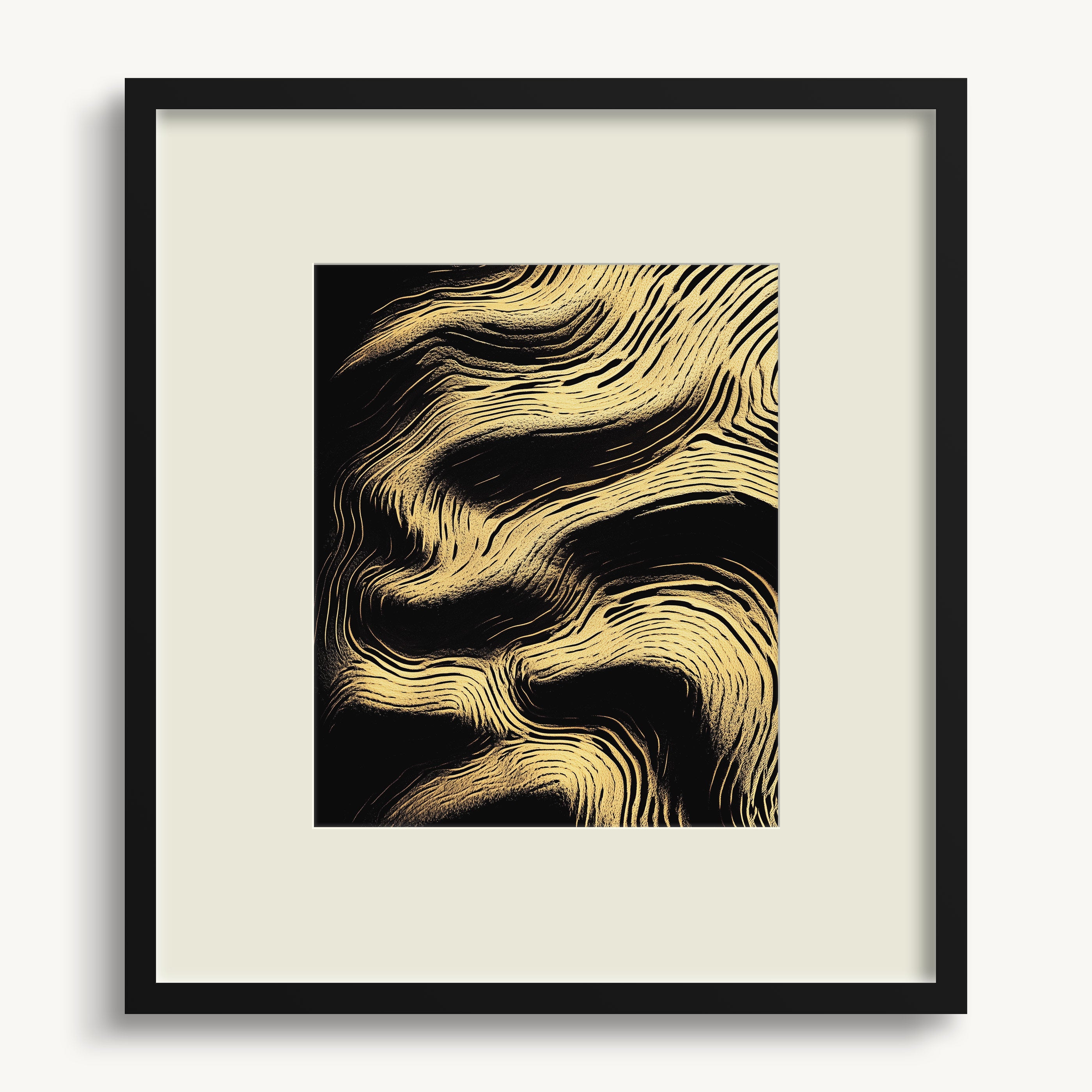 Golden Abstract Waves WALL ART