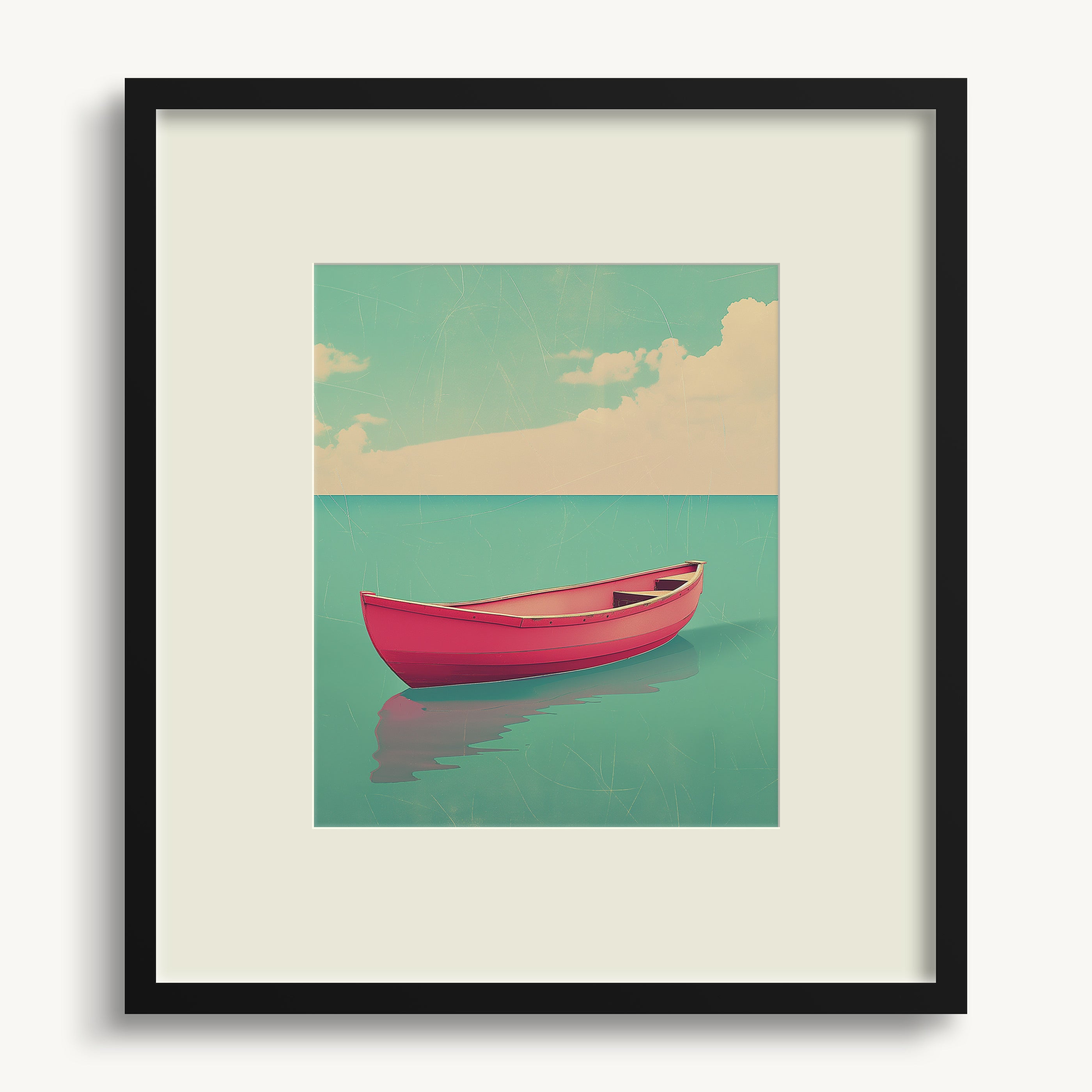 Red Boat on Still Water WALL ART