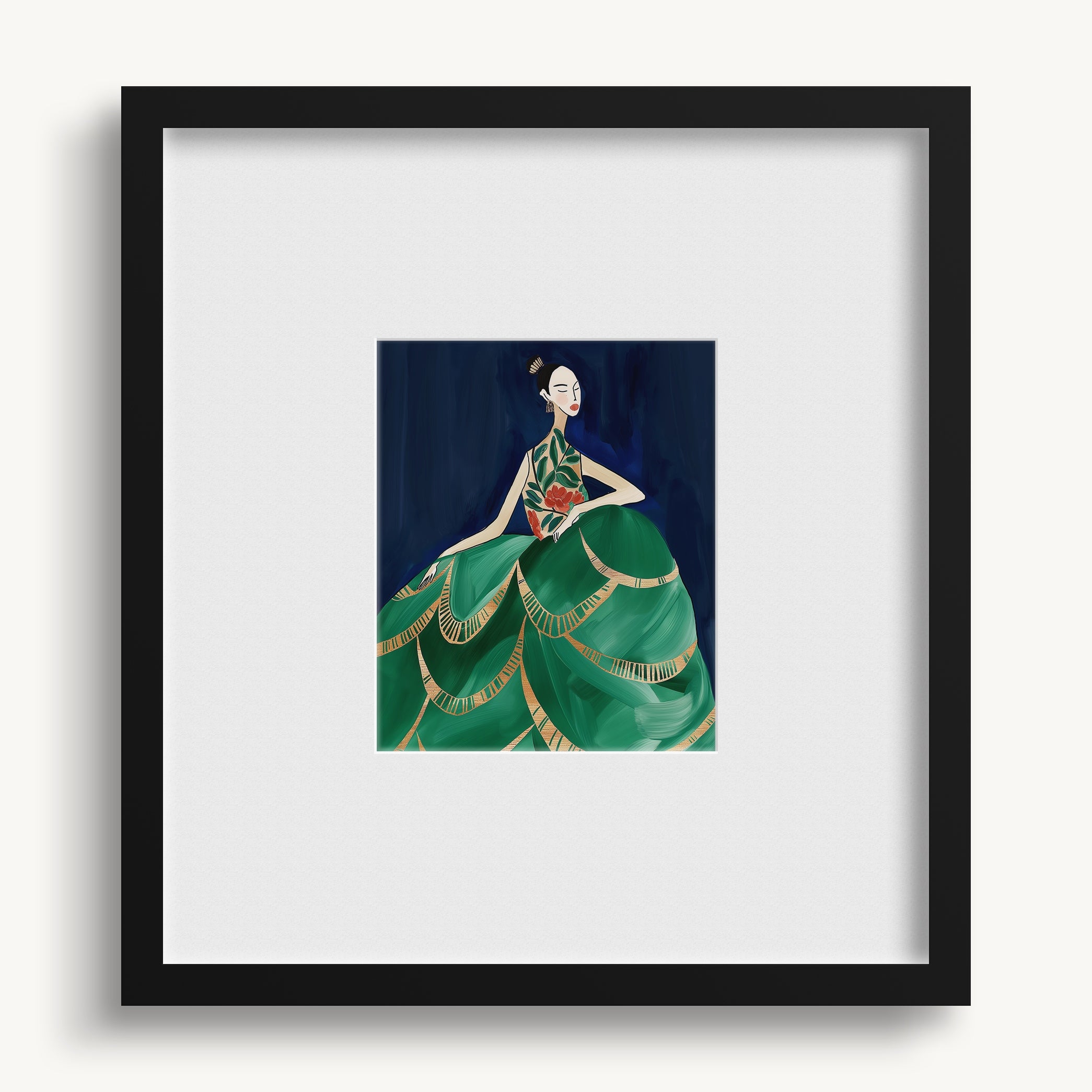 "LADY IN GREEN DRESS" WALL ART