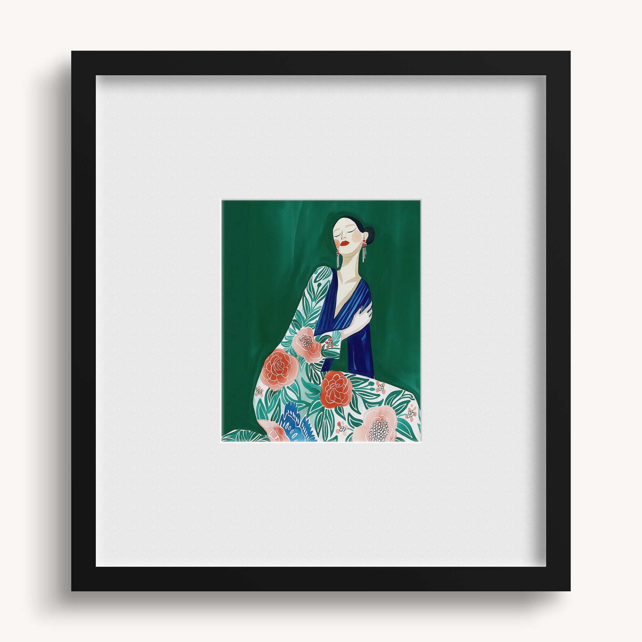 "WOMAN ON GREEN" WALL ART