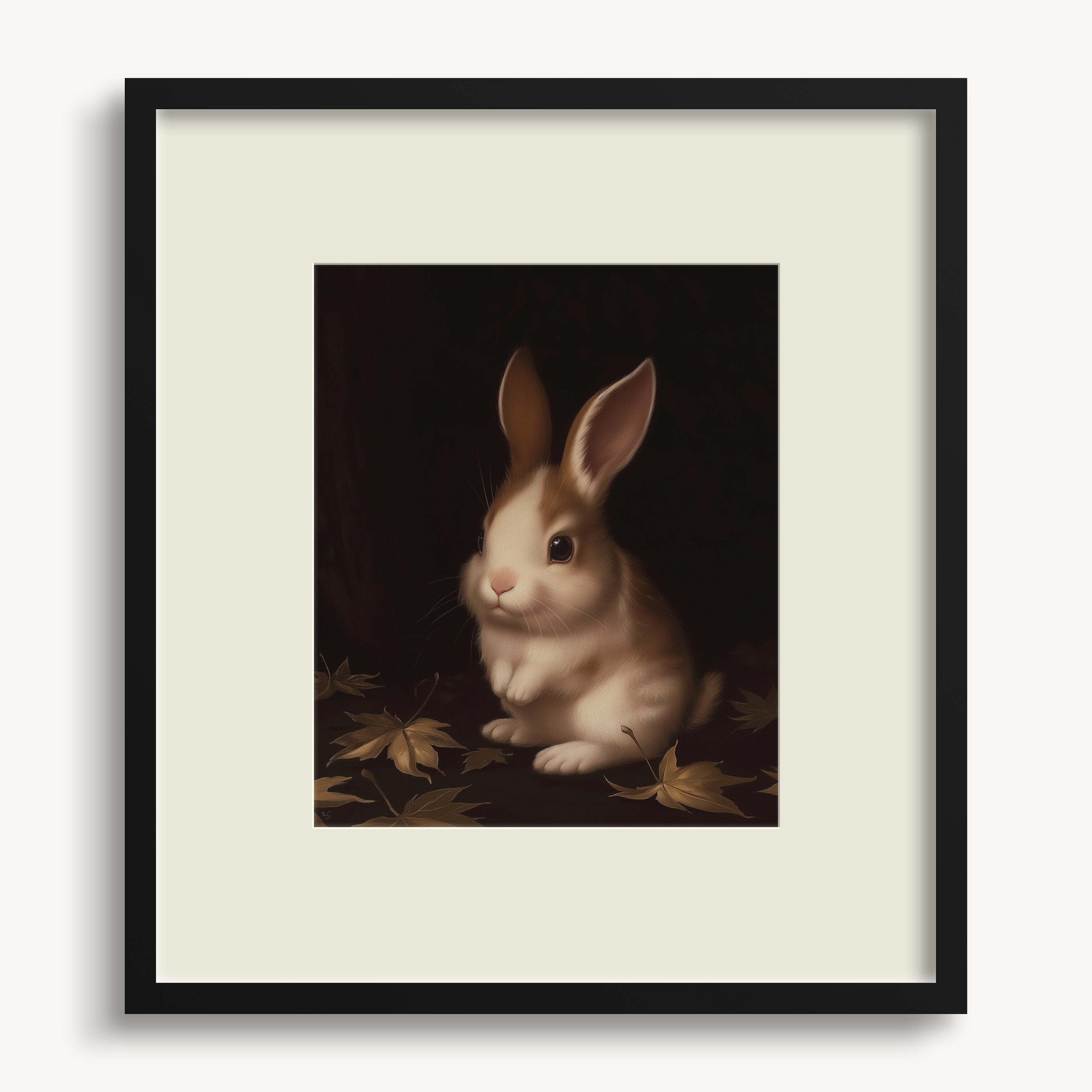 White Rabbit with Brown Ears WALL ART