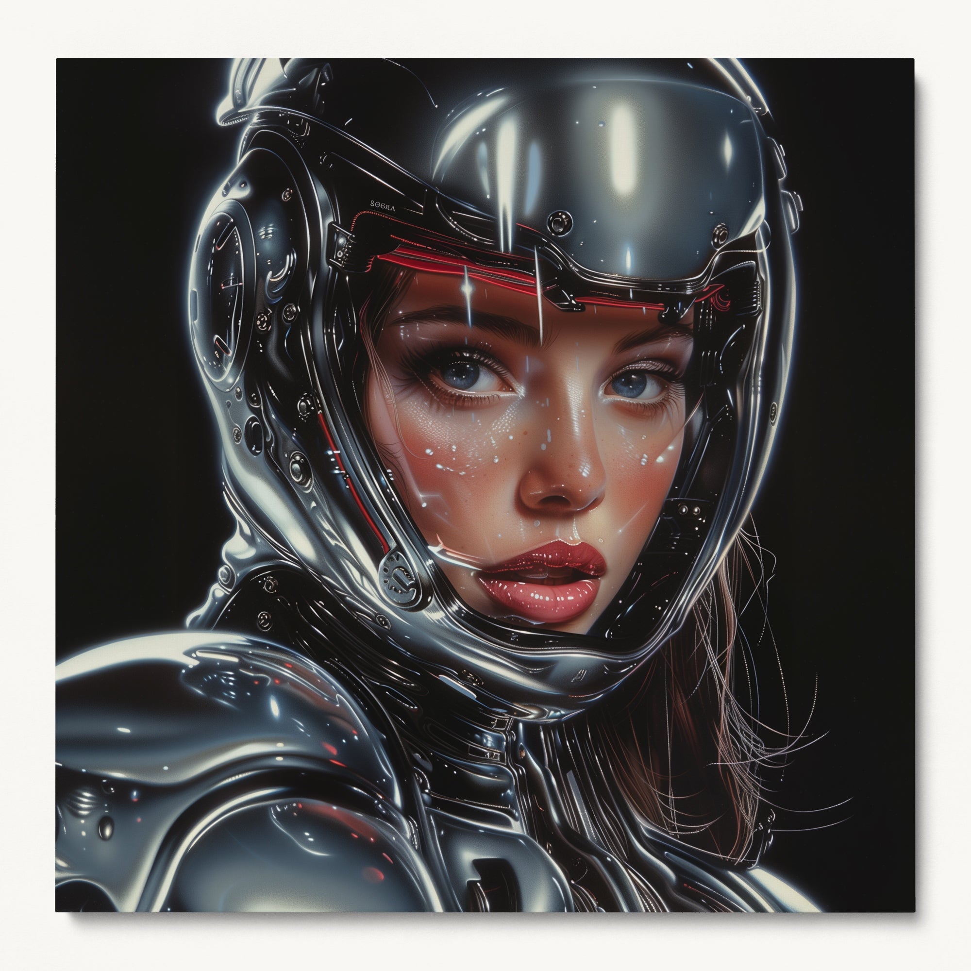 "WOMAN IN HELMET" WALL ART 1x1