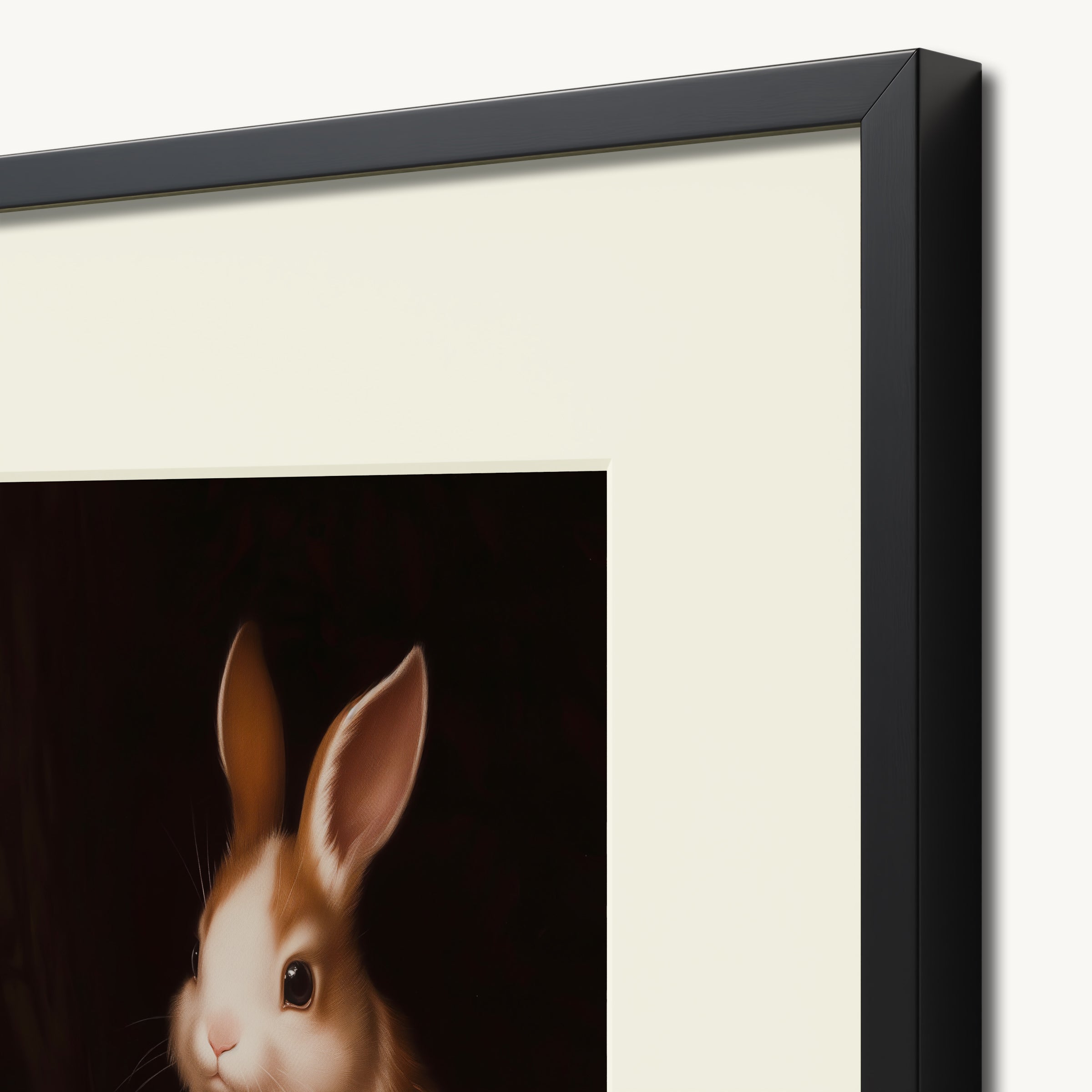 White Rabbit with Brown Ears WALL ART