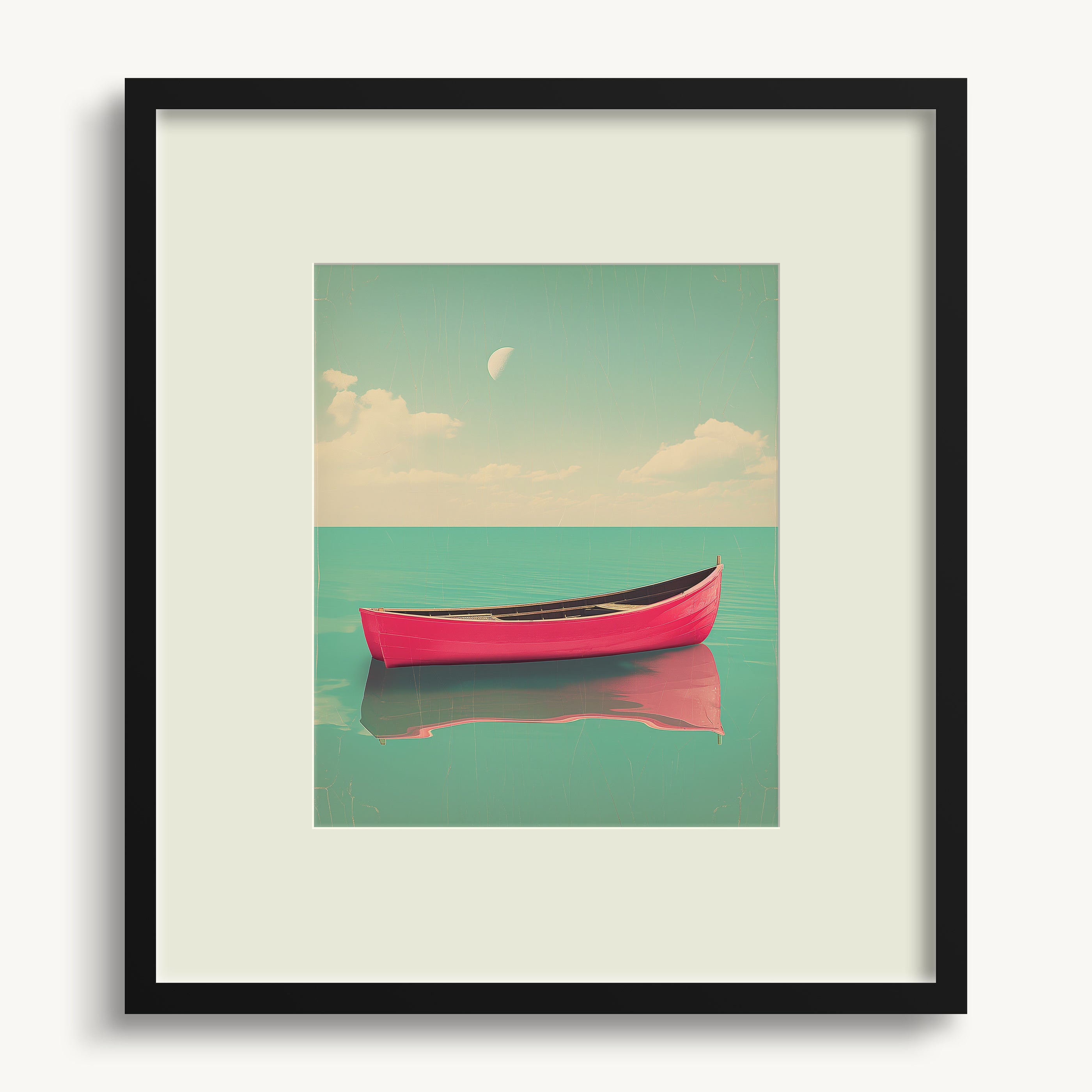 Red Boat on Calm Waters WALL ART